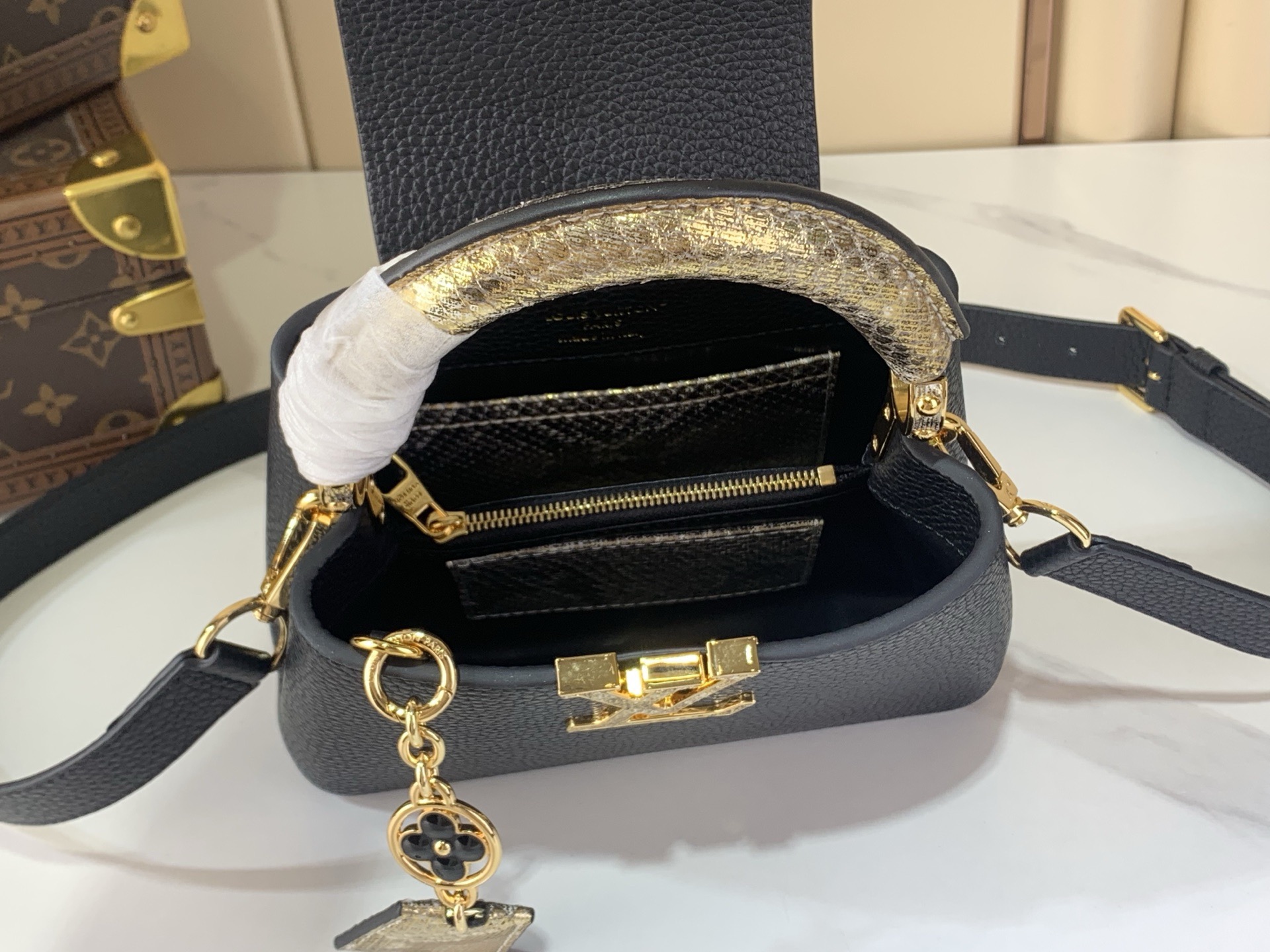 LV Style Black Leather Top Handle Bag style reference detail image 9 from source 759869