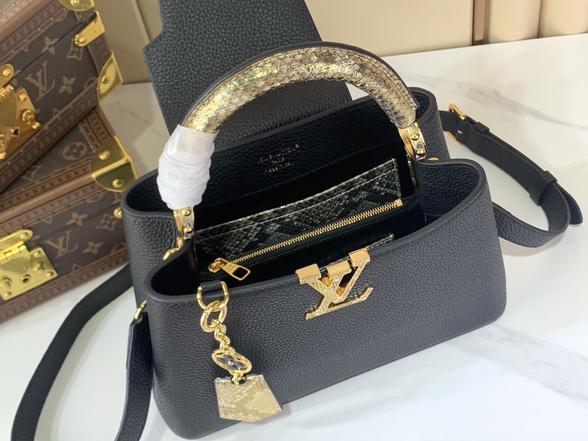 LV Style Black Leather Top Handle Bag Bags Top Handle Bag detail image 9 from source 759868