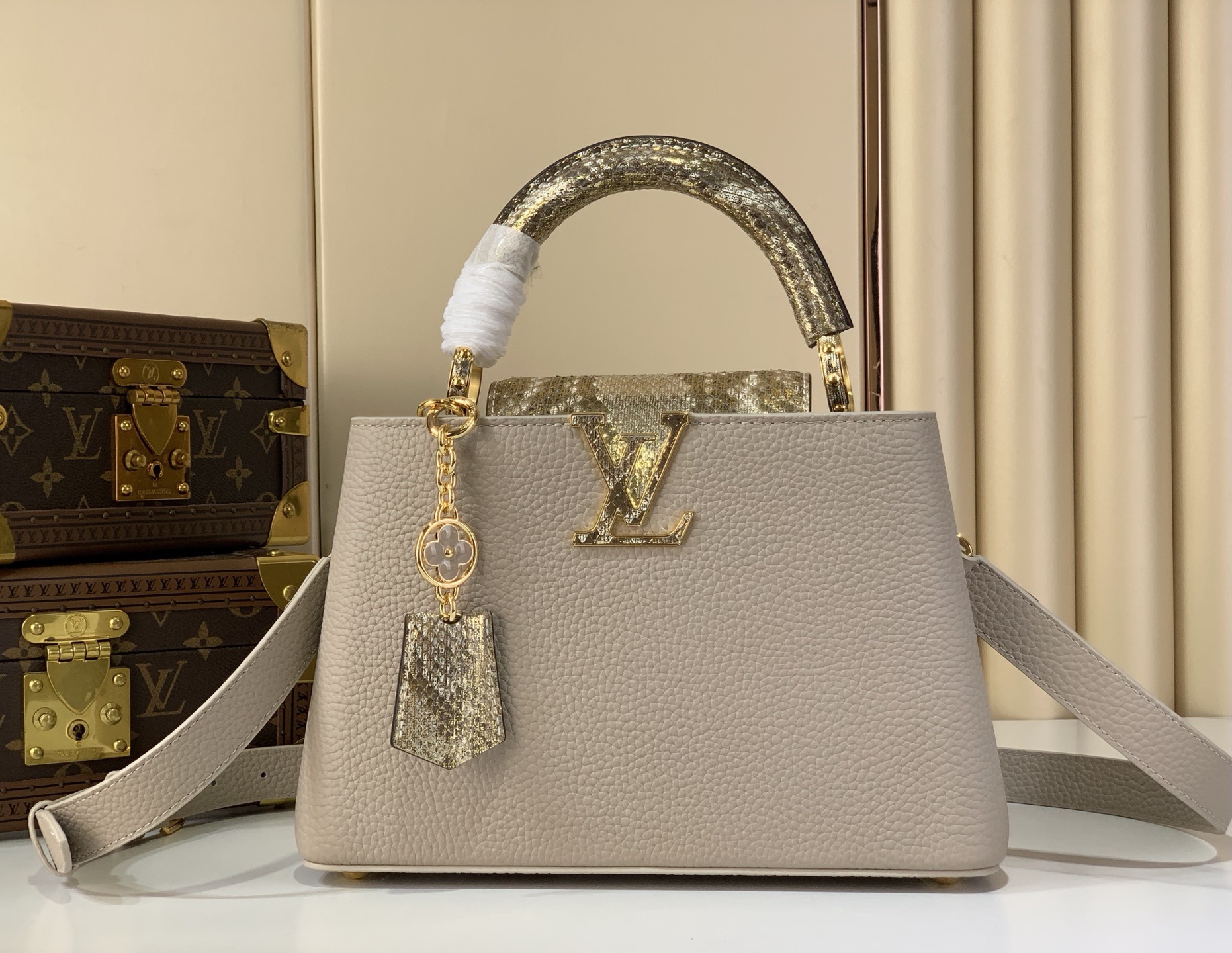 LV Style White Leather Top Handle Bag Lookbook Reference image 1