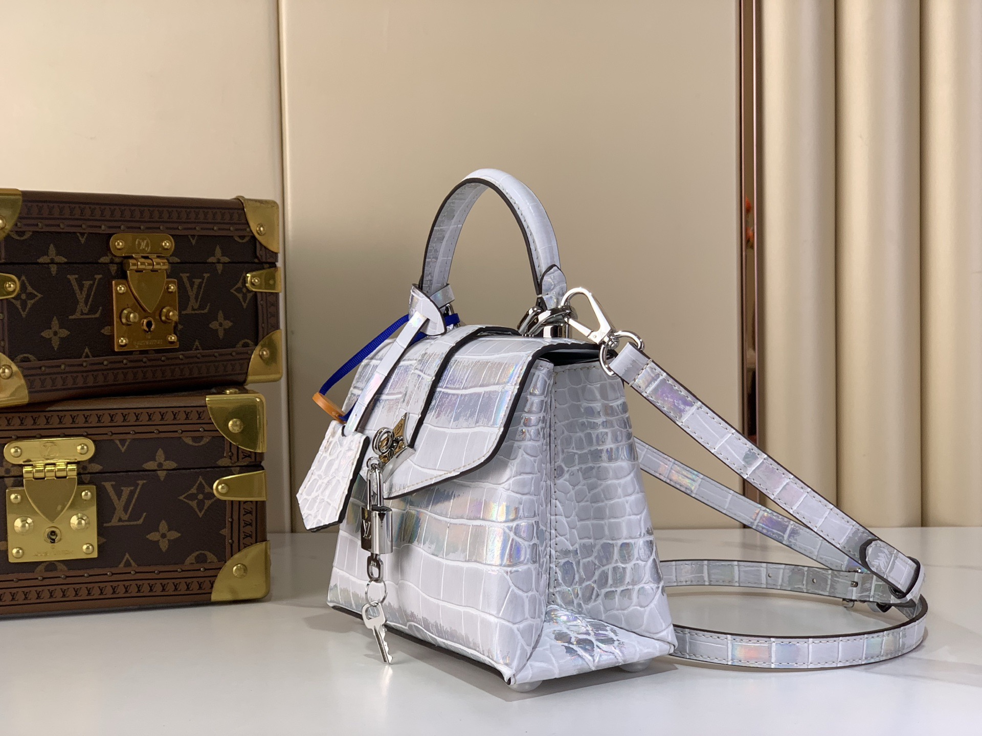 LV Style Beige Leather Top Handle Bag Lookbook Reference image 2