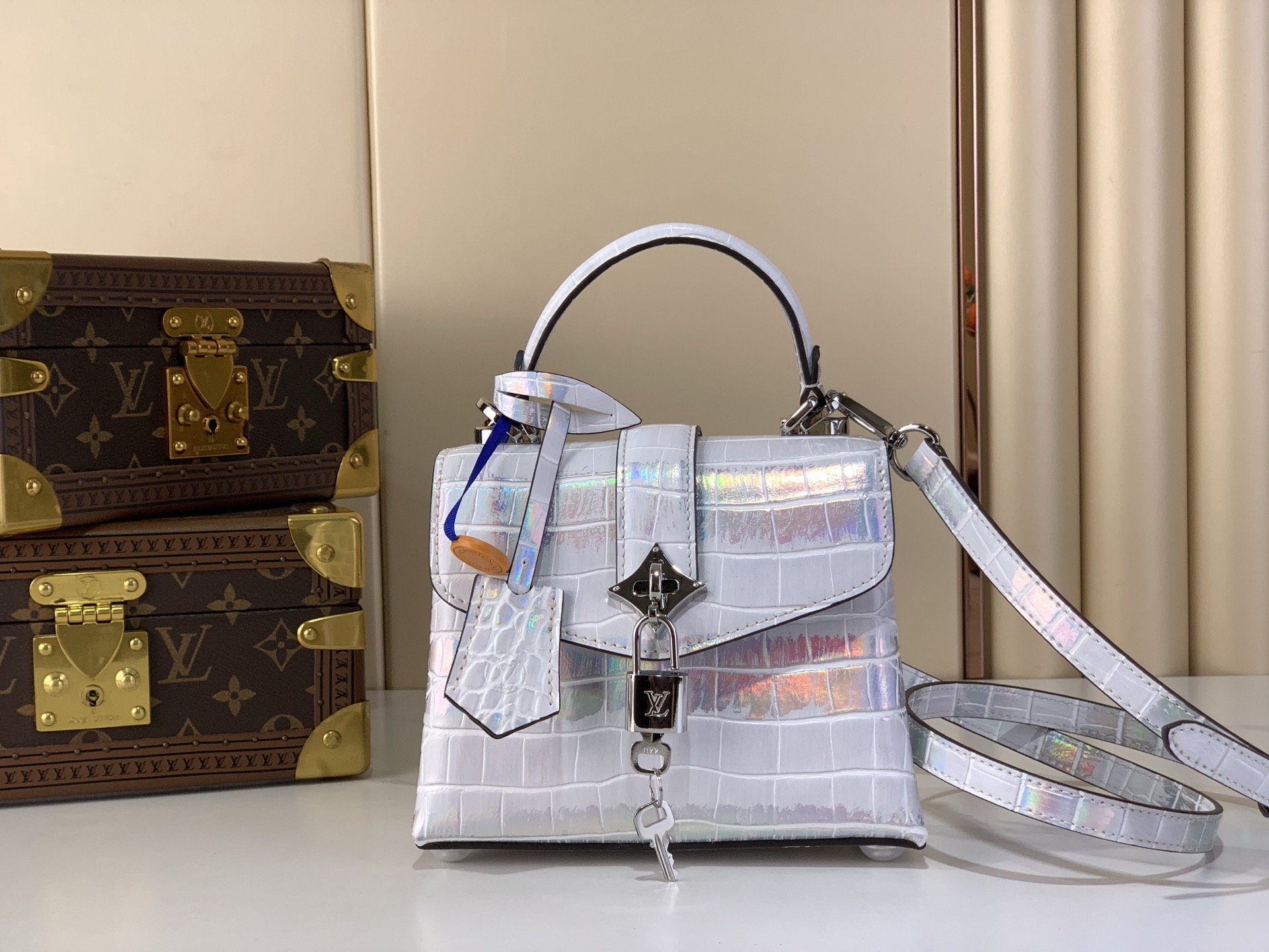 LV Style Beige Leather Top Handle Bag Lookbook Reference image 1