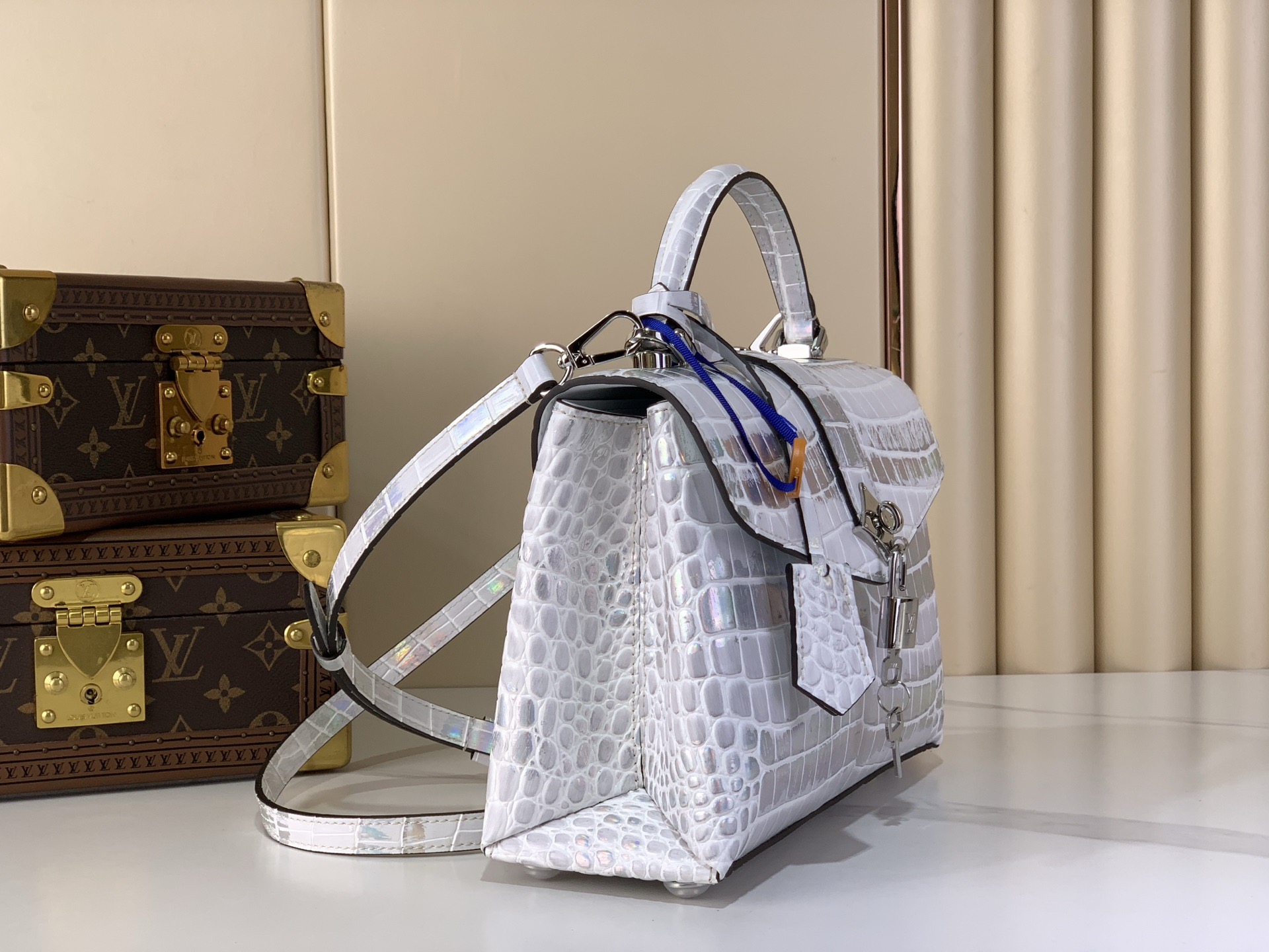 LV Style Beige Leather Top Handle Bag Lookbook Reference image 2