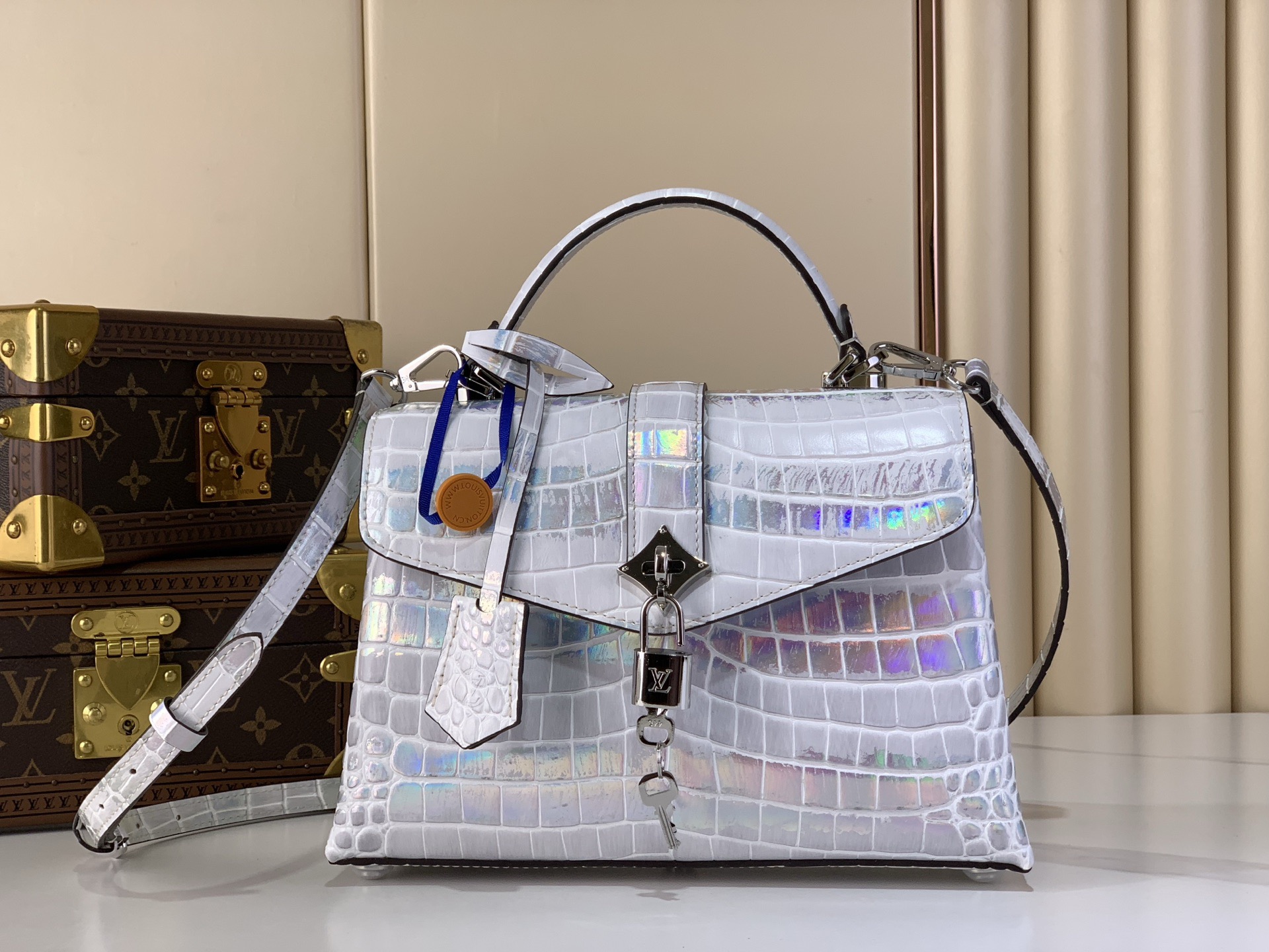 LV Style Beige Leather Top Handle Bag Lookbook Reference image 1