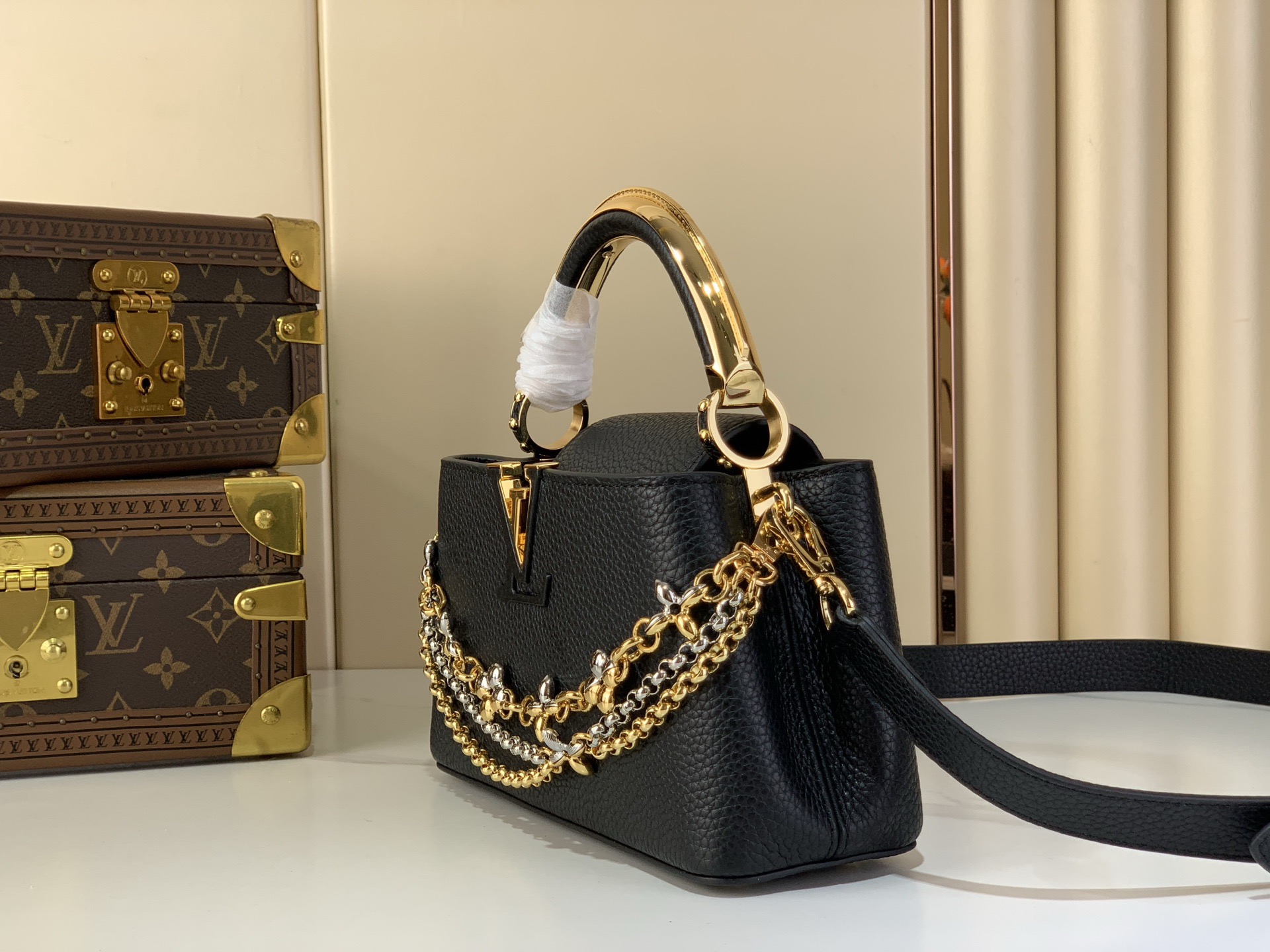 LV Style Black Leather Top Handle Bag Bags Top Handle Bag detail image 3 from source 759857
