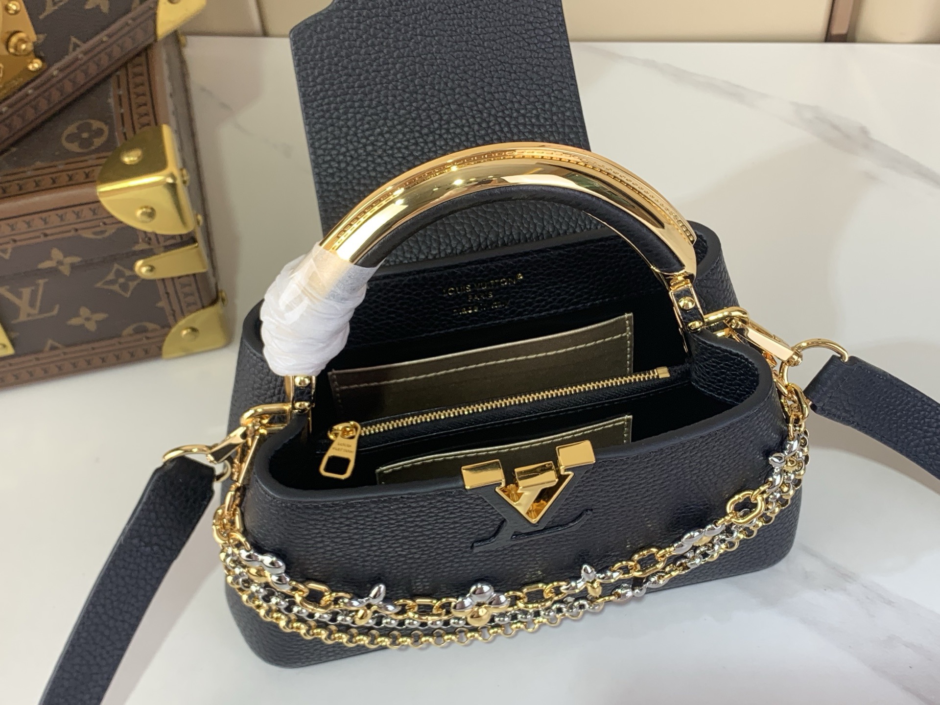 LV Style Black Leather Top Handle Bag Bags Top Handle Bag detail image 8 from source 759857