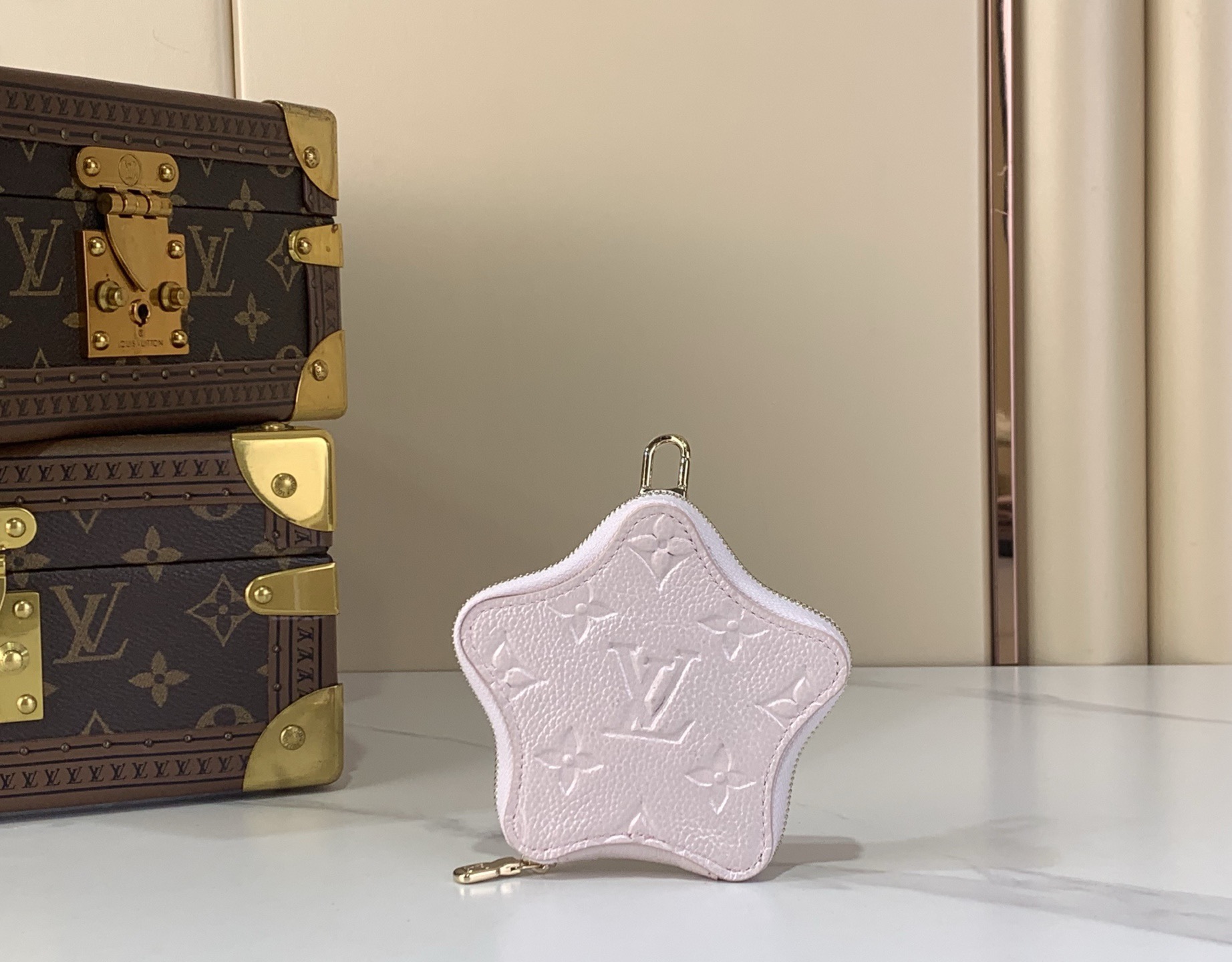 LV Style Beige Leather Keychain Lookbook Reference image 1