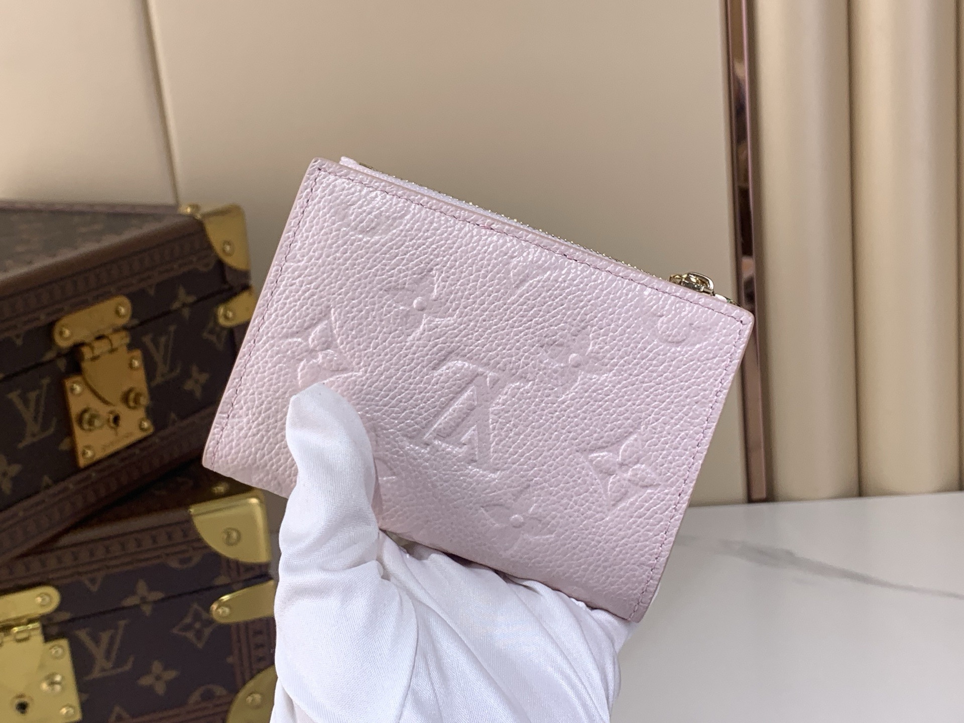 LV Style Beige Leather Wallet Lookbook Reference image 2