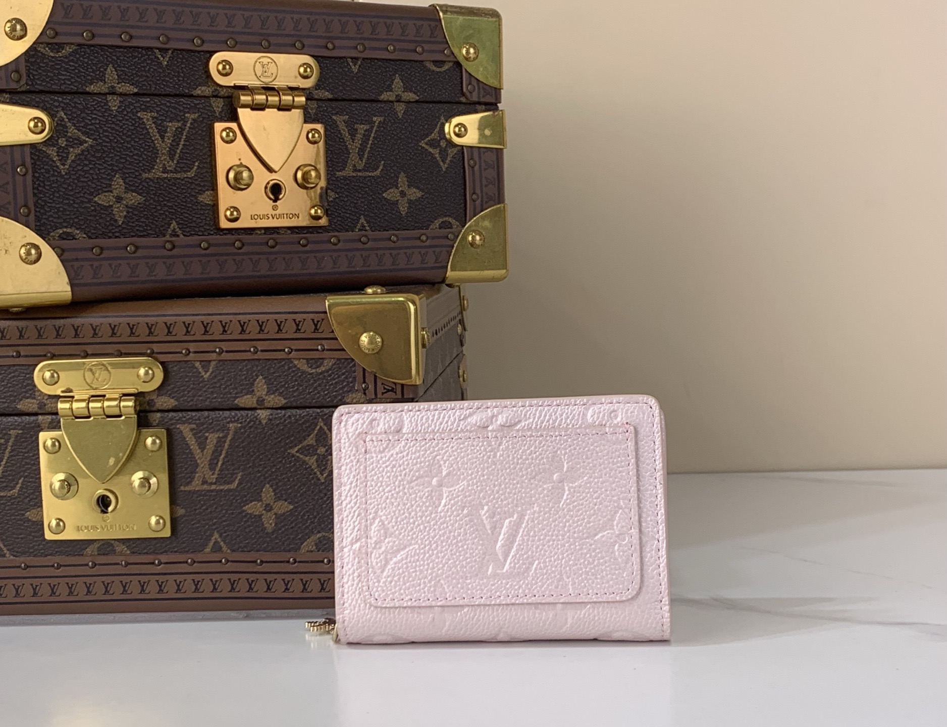 LV Style Beige Leather Wallet Lookbook Reference image 1