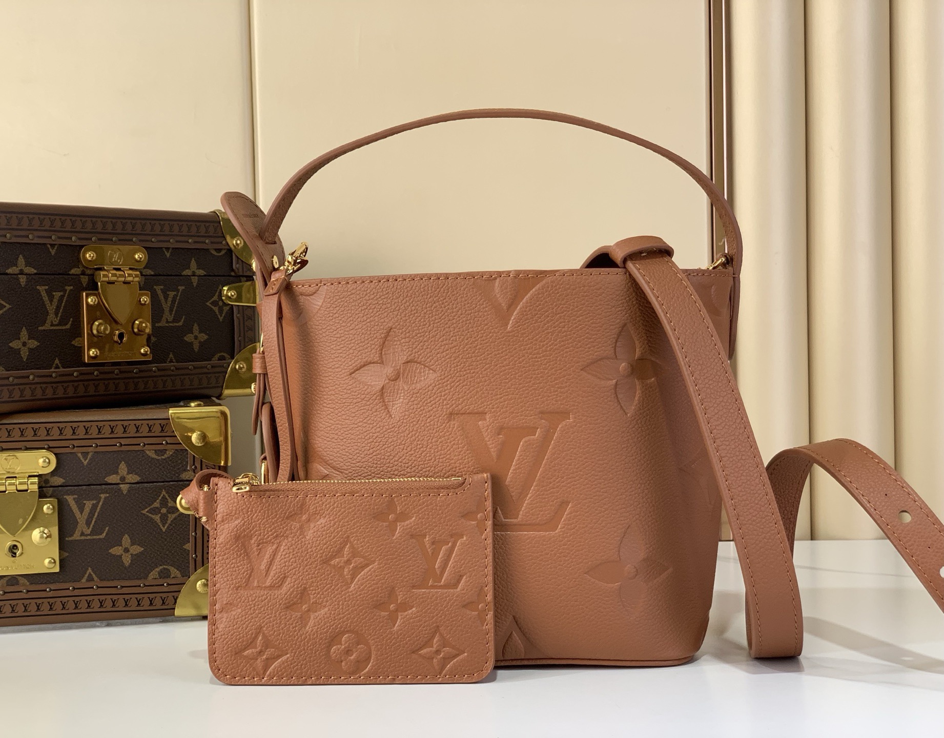 LV Style Brown Leather Top Handle Bag Lookbook Reference image 1
