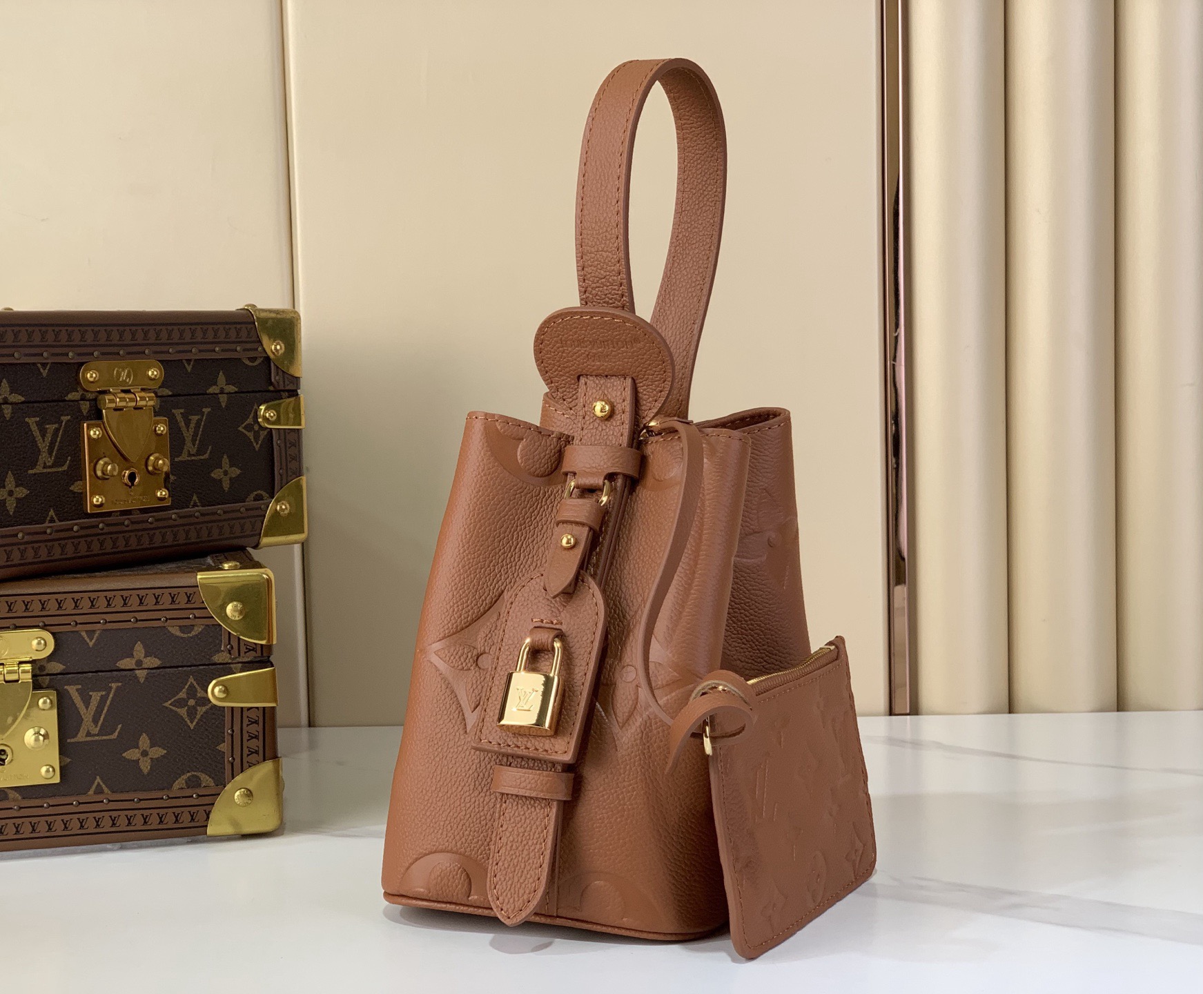 LV Style Brown Leather Top Handle Bag Lookbook Reference image 2