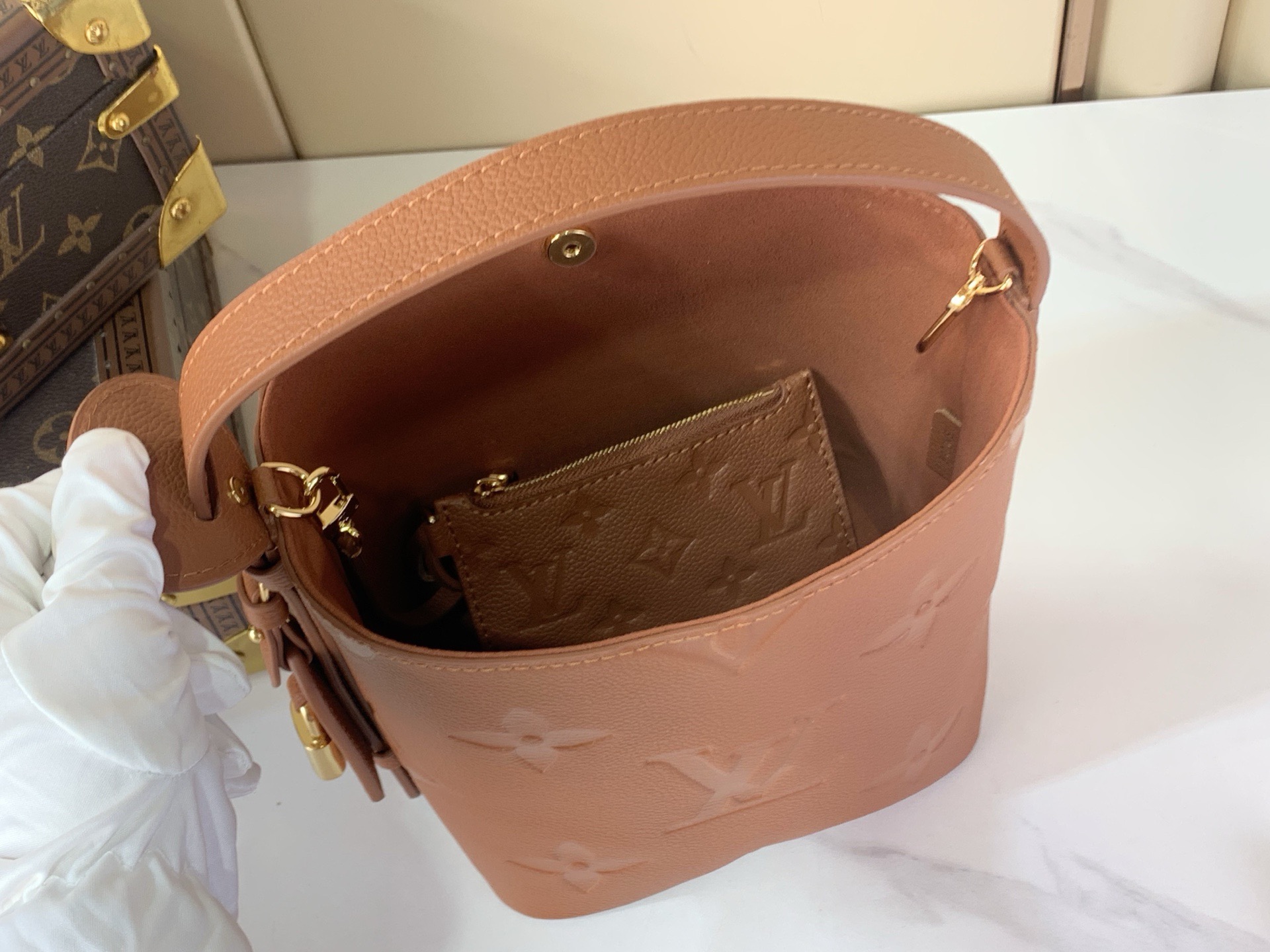 LV Style Brown Leather Top Handle Bag Bags Top Handle Bag detail image 9 from source 759881