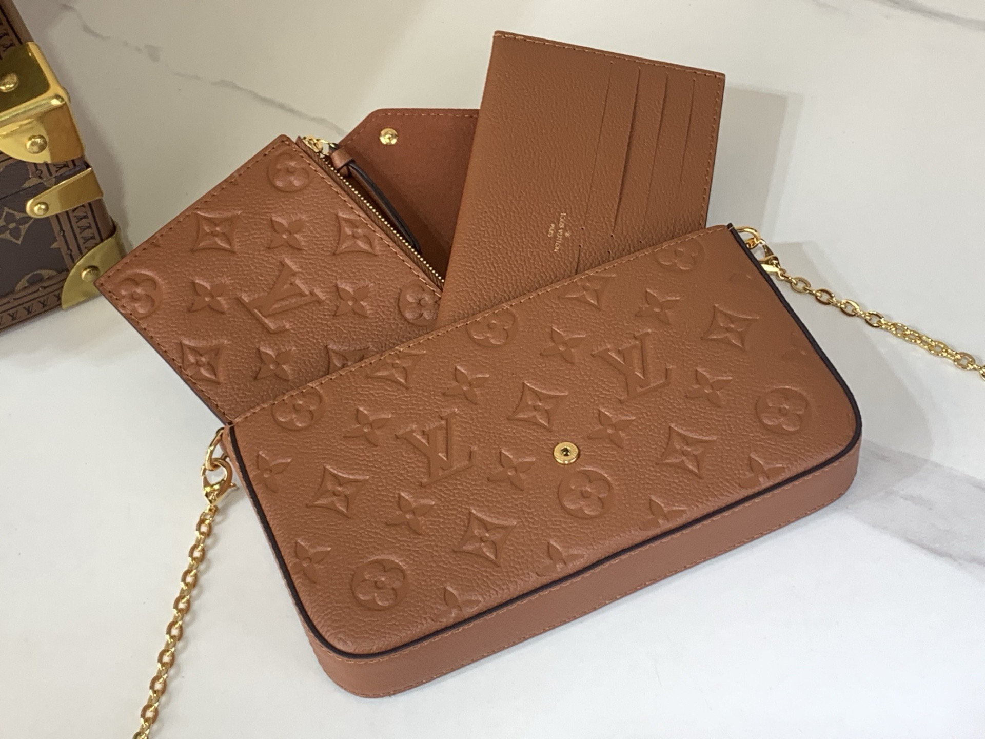 LV Style Brown Leather Clutch Bags Clutch detail image 6 from source 759882