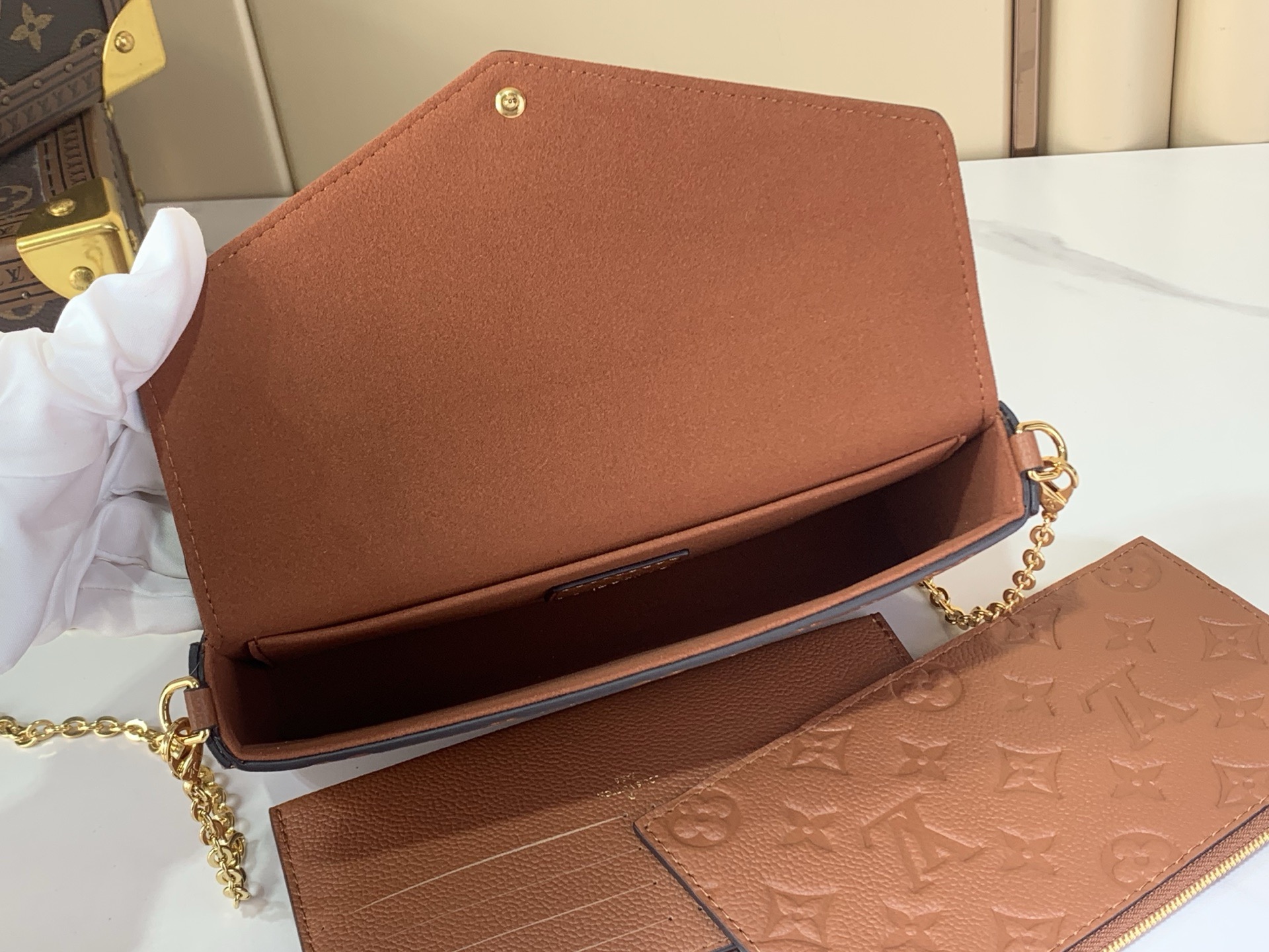 LV Style Brown Leather Clutch Bags Clutch detail image 9 from source 759882