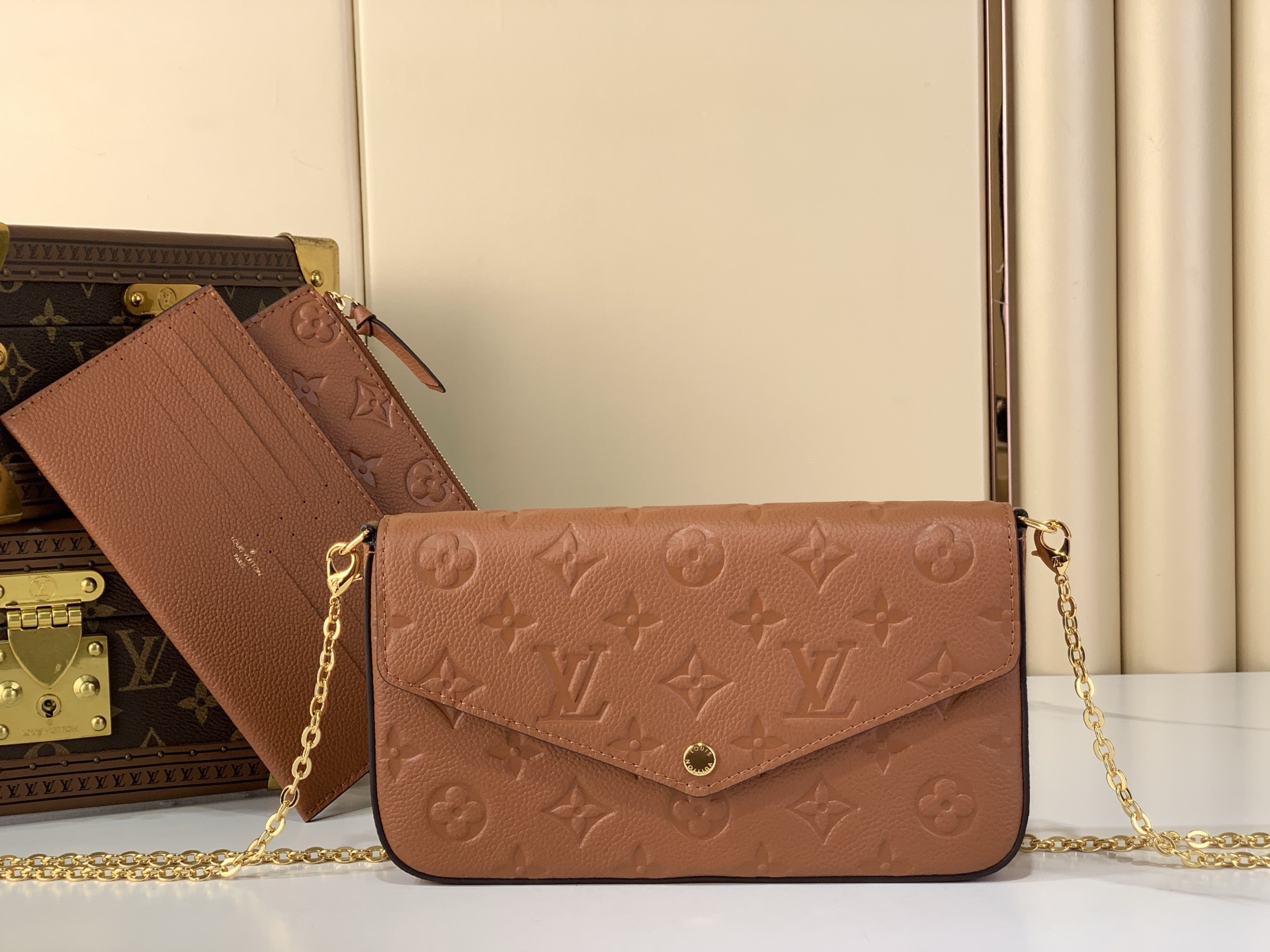LV Style Brown Leather Clutch Lookbook Reference image 1