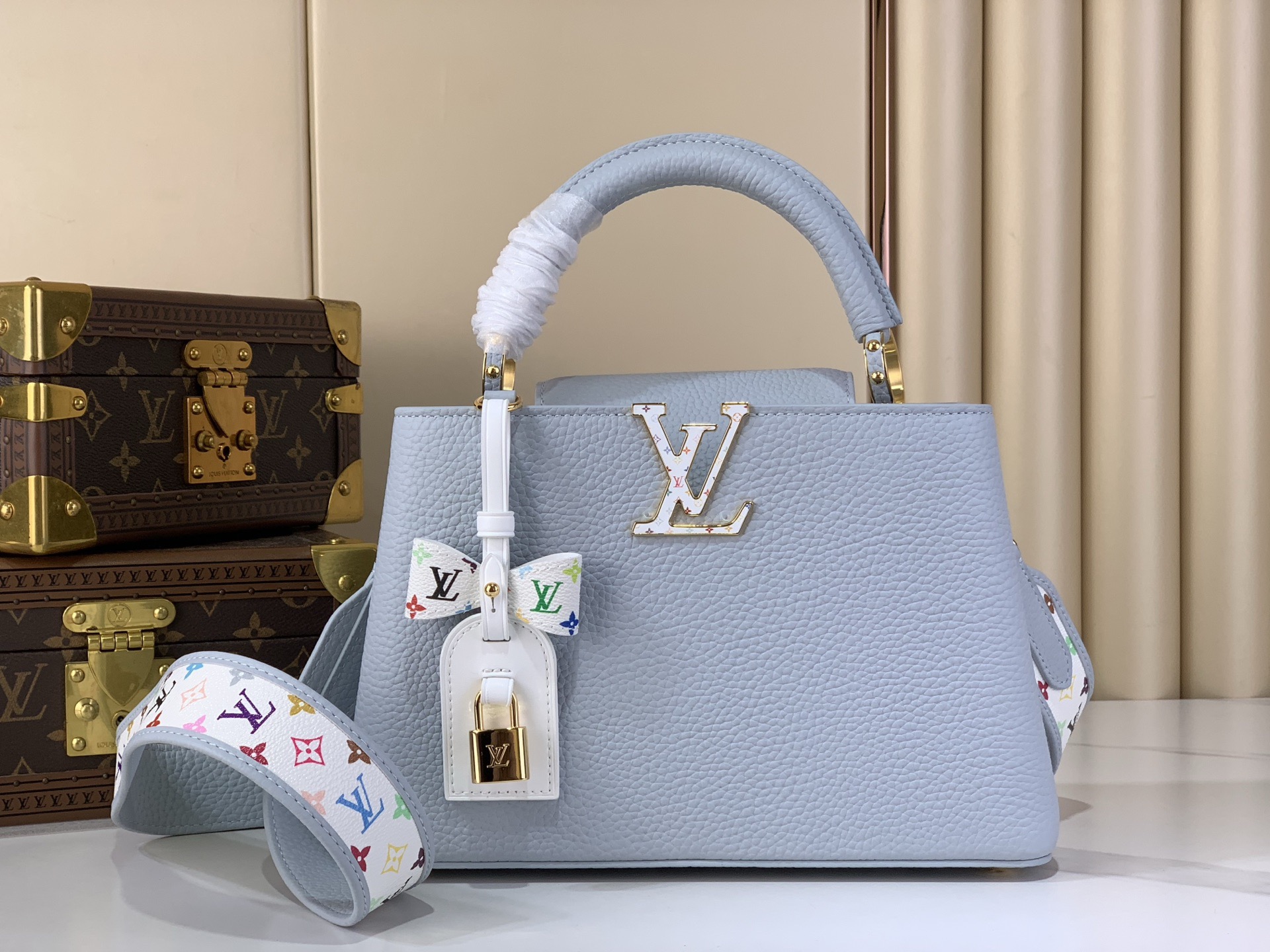 LV Style Beige Leather Top Handle Bag Lookbook Reference image 1