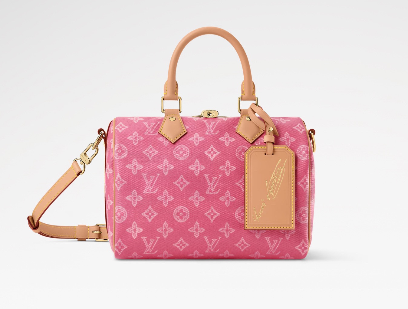 NO:687875,Top original order [Sac Speedy Bandoulière 25 handbag] m27528 pink/color This Speedy Bandoulière 25 model is in Monogram  Reinventing itself in Origine canvas, this is a retro-charming version of the iconic Louis Vuitton pattern that will celebrate its anniversary in 2026. This version comes in a bright pink hue, sublimated by a smooth cowhide strap and an anniversary address clip. Its compact size makes it ideal for everyday use, with a flat pocket inside for essentials. Dimensions 25x19x15 cm (length x height x width),, louis vuitton, cowhide19860909顶级原单【Sac Speedy Bandoulière 25手袋】 m27528 粉色/彩色 这款Speedy Bandoulière 25模型在Monogram Origine帆布中重塑了自己,这是一个具有标志性路易威登图案的复古魅力版本,将于2026年庆祝其周年.这个版本有亮粉色的色调,由光滑的牛皮肩带和周年纪念地址夹升华.它的尺寸紧凑,非常适合日常使用,里面有一个放必需品的扁平口袋. 尺寸25x19x15厘米（长度x高度x宽度）,,louis vuitton,cowhide,Bag