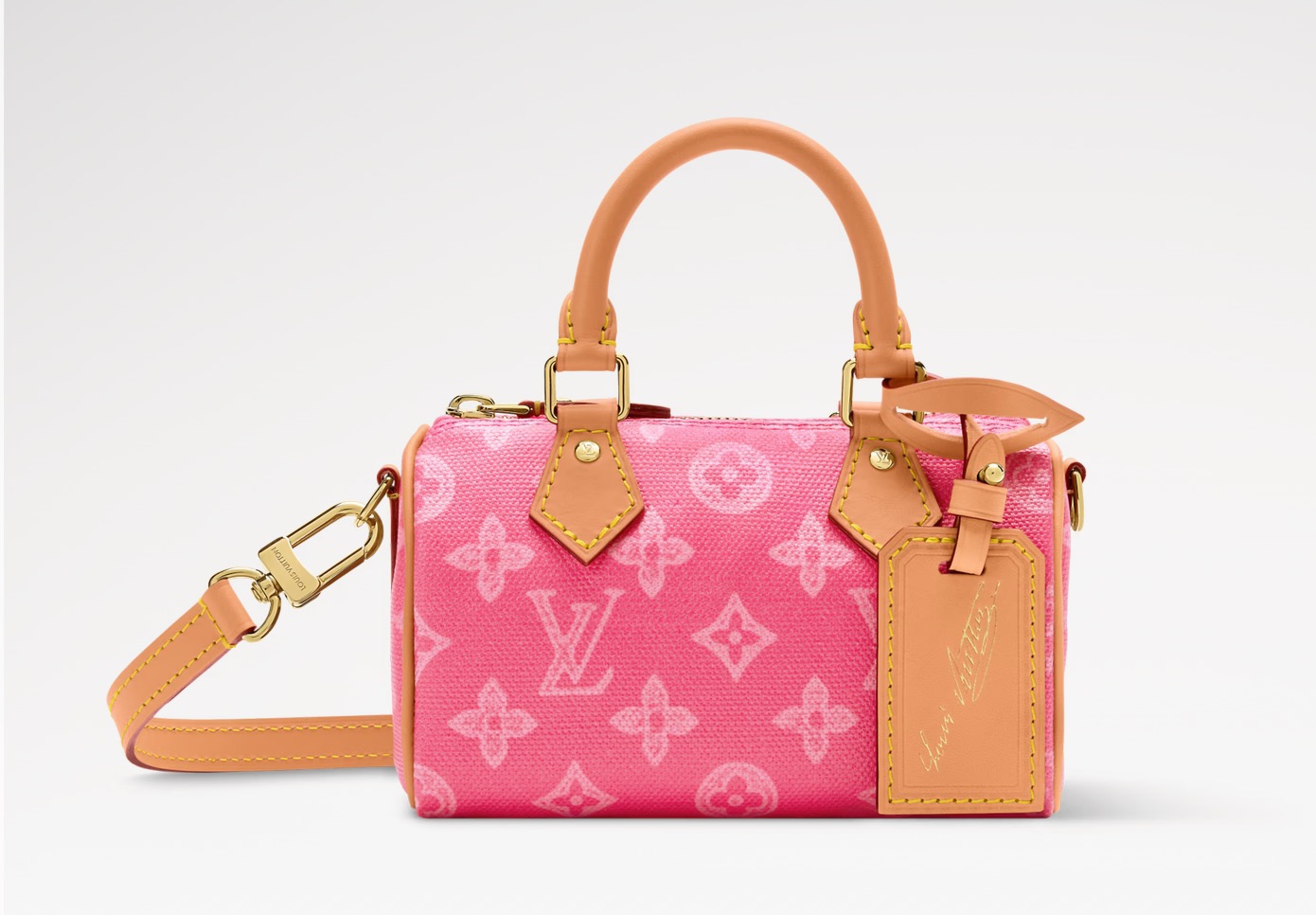 NO:687877,Top Original Sac Nano Speedy Bag M28322 Pink/Color The iconic Nano Speedy bag reinvents itself in Monogram Origine canvas to commemorate the anniversary of the house's famous pattern. 5g This colorful version is decorated with gold-tone metal details and adorned with the exclusive label of this anniversary collection. It can be worn by hand or with a removable shoulder strap, while offering the ideal format for everyday essentials, including small wallets. Dimensions 16 x 10 x  7.5cm.4215055 (length x height x width),,wallets19860909顶级原单【Sac Nano Speedy手袋】 M28322 粉色/彩色 标志性的Nano Speedy包在Monogram Origine帆布中重塑了自己,以纪念房子著名图案周年.5g这个彩色版本装饰着金色金属细节,并装饰着这个周年纪念系列的独家标签.它可以用手佩戴或与可拆卸肩带一起佩戴,同时提供适合日常必需品的理想格式,包括小钱包. 尺寸16 x 10 x 7.5厘米.4215055（长度x高度x宽度）,,wallets,Bag