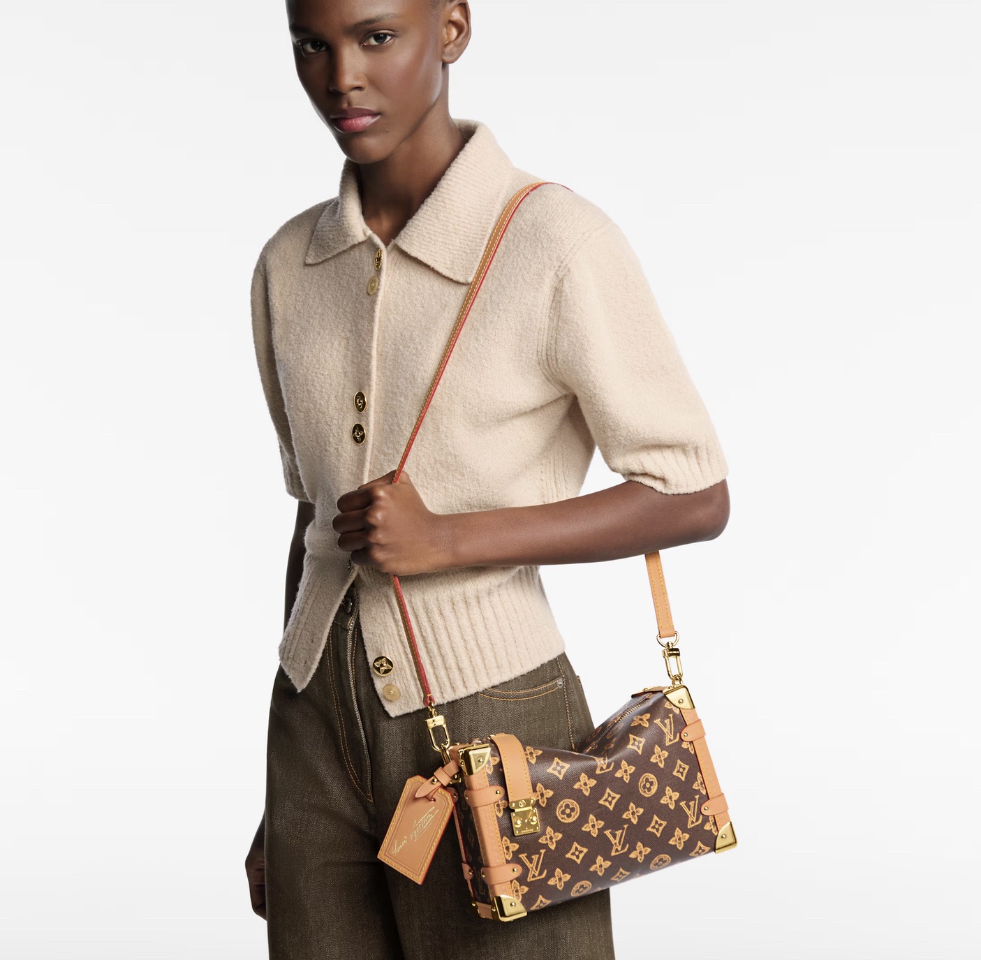 LV Style Brown Leather Top Handle Bag Bags Top Handle Bag detail image 7 from source 760054