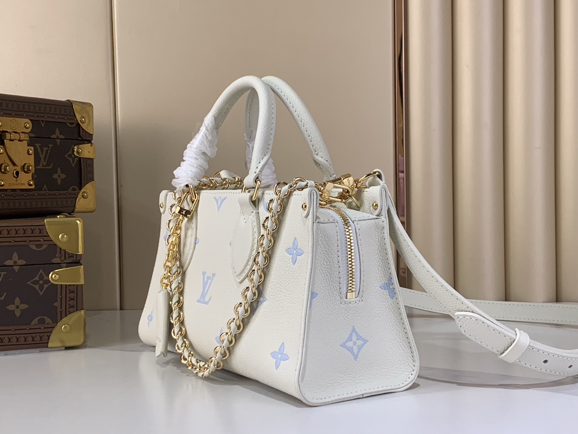 LV Style Beige Leather Top Handle Bag Lookbook Reference image 2