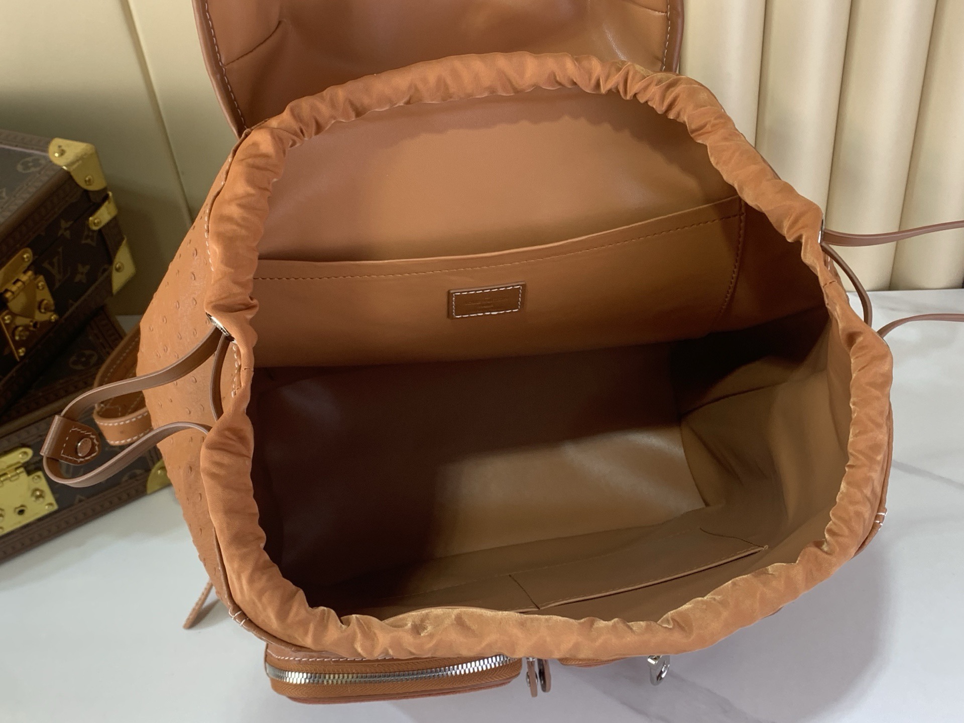LV Style Brown Leather Backpack Bags Backpack detail image 9 from source 765175