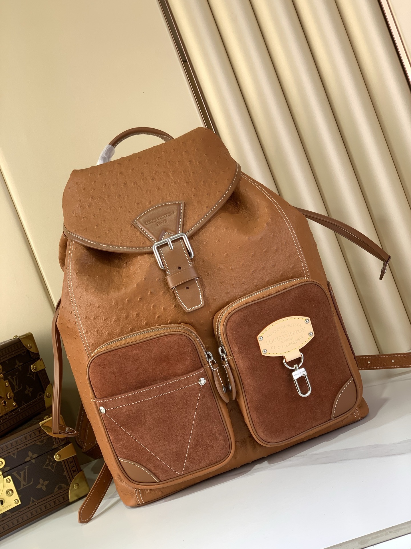LV Style Brown Leather Backpack Bags Backpack detail image 1 from source 765175