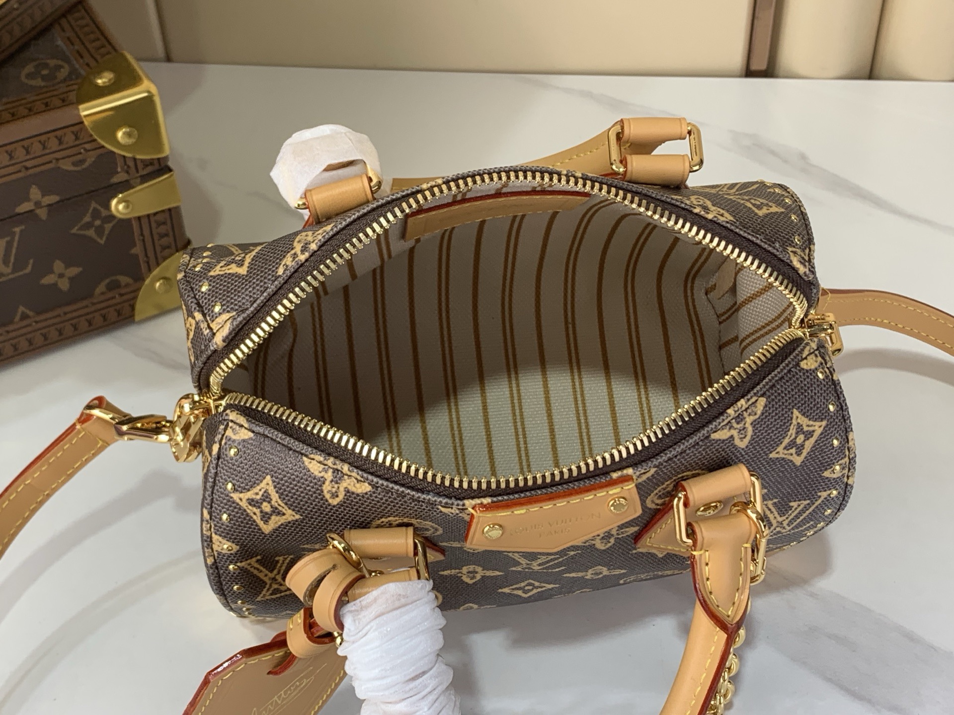 LV Style Brown Leather Top Handle Bag Bags Top Handle Bag detail image 9 from source 770221