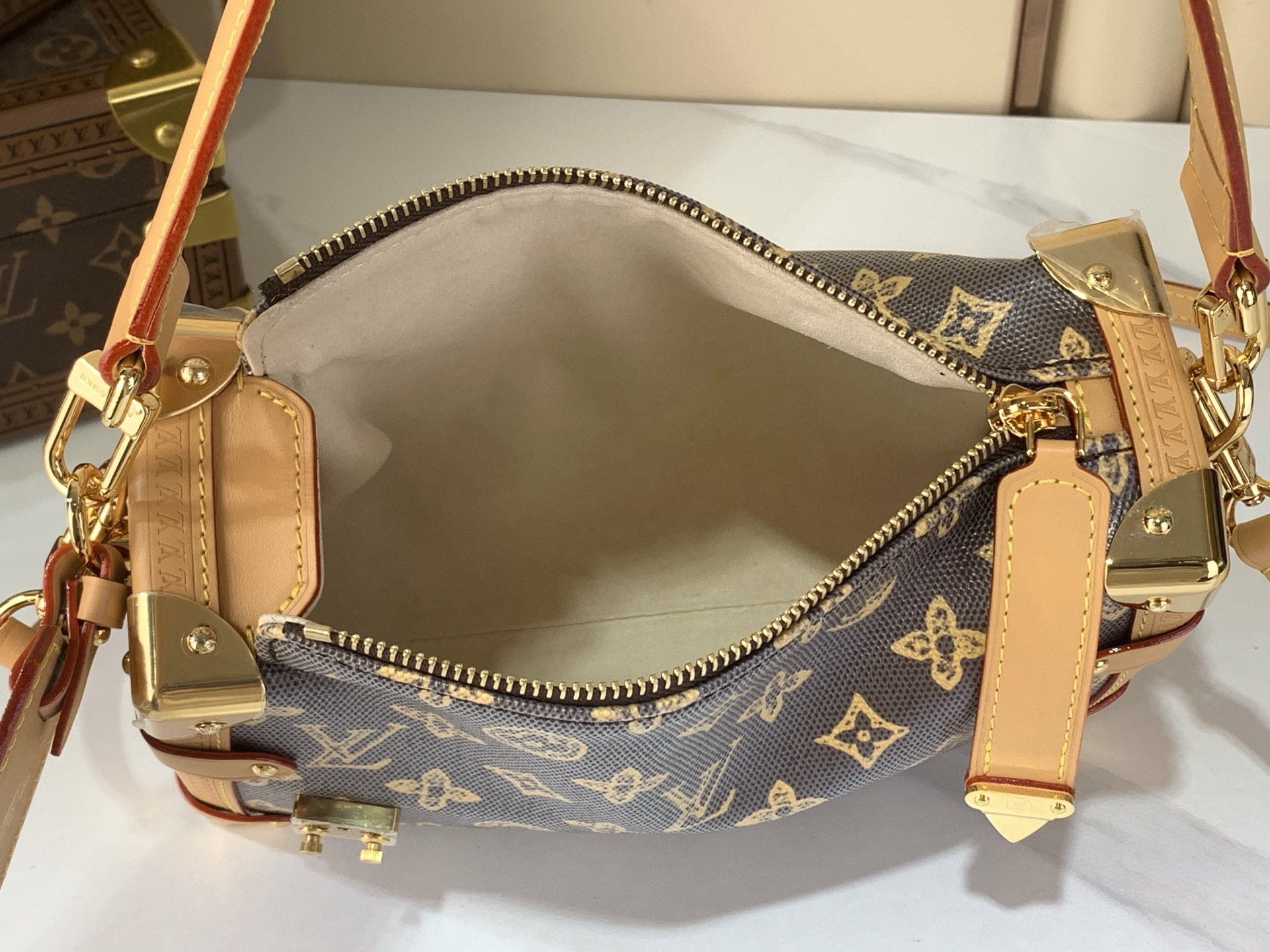 LV Style Brown Leather Top Handle Bag Bags Top Handle Bag detail image 9 from source 770220