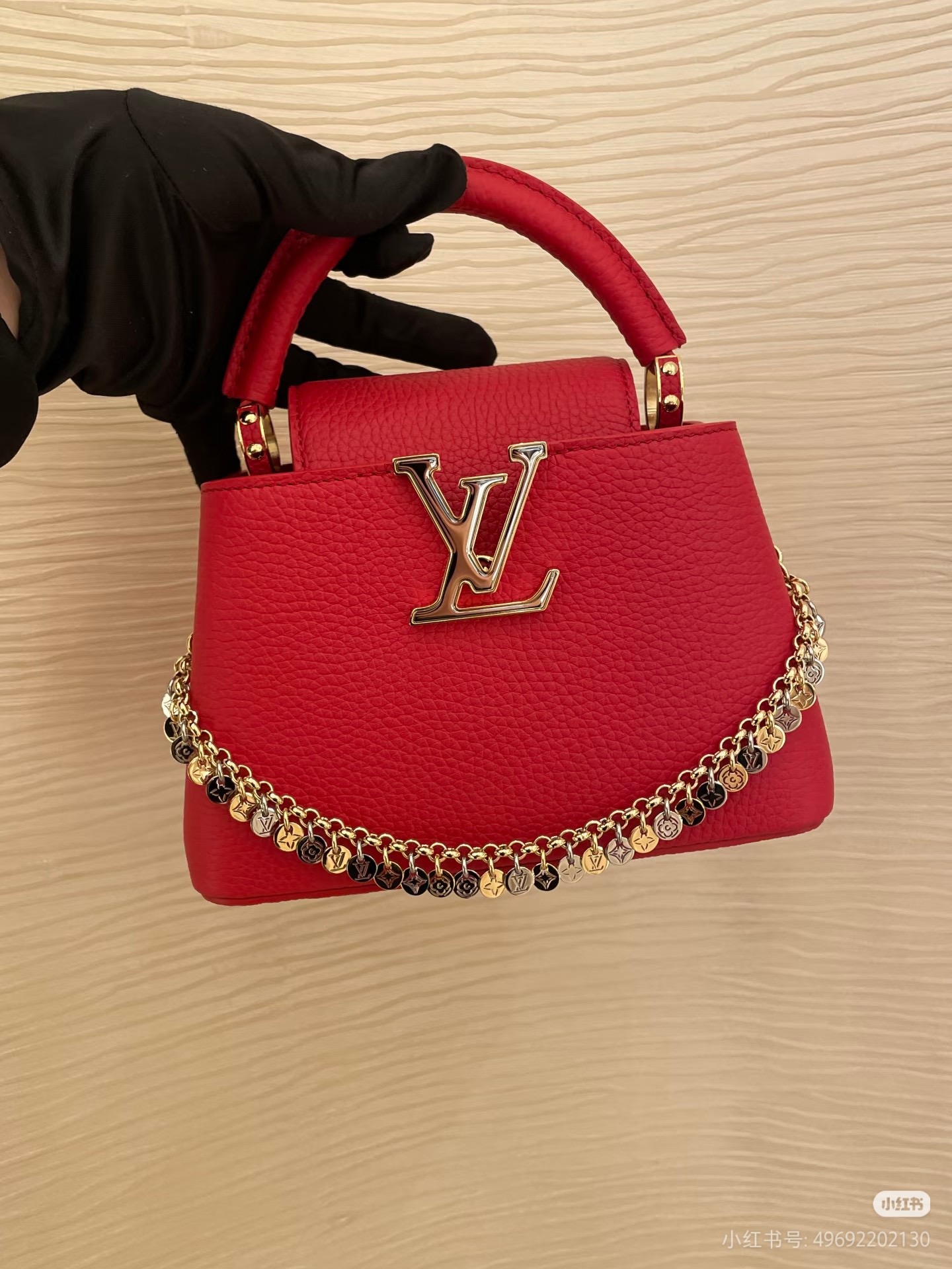 NO:741031,[CAUCINES mini handbag] M48865 28197 big red/color chain (Chinese red),19860909【CAUCINES mini 手袋】M48865 28197 大红色/彩色链（中国红）,,Bag