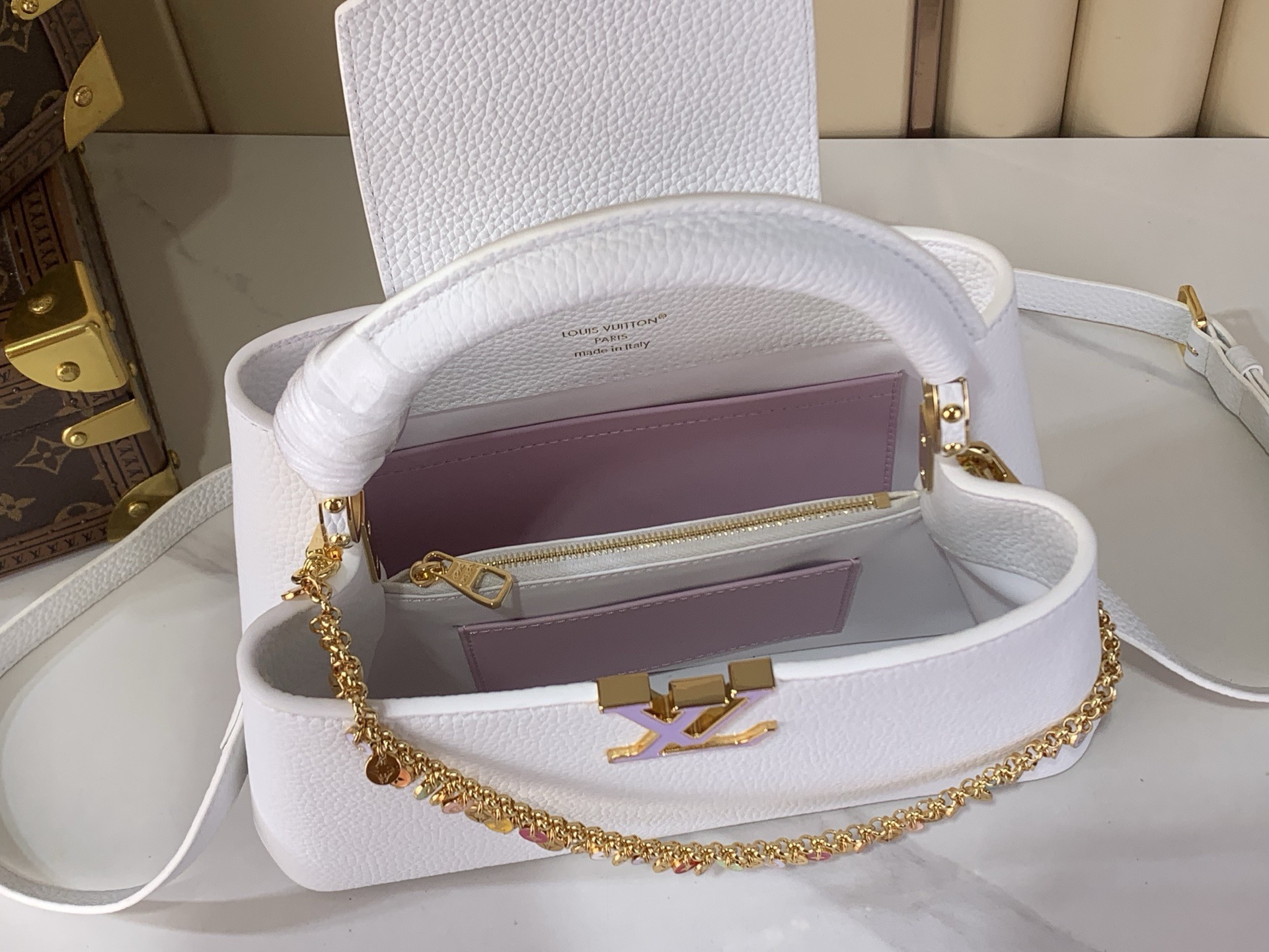 LV Style White Leather Top Handle Bag style reference detail image 8 from source 770233