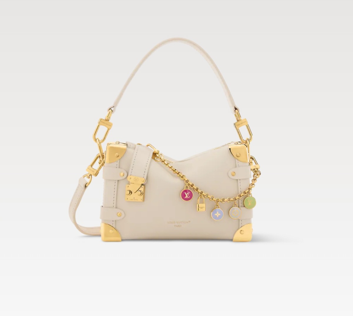 NO:762908,[SIDE TRUNK small handbag] M23817 27438 off-white (with chain) official website picture,19860909【SIDE TRUNK小号手袋】M23817 27438 米白色（带链条） 官网图,,Bag