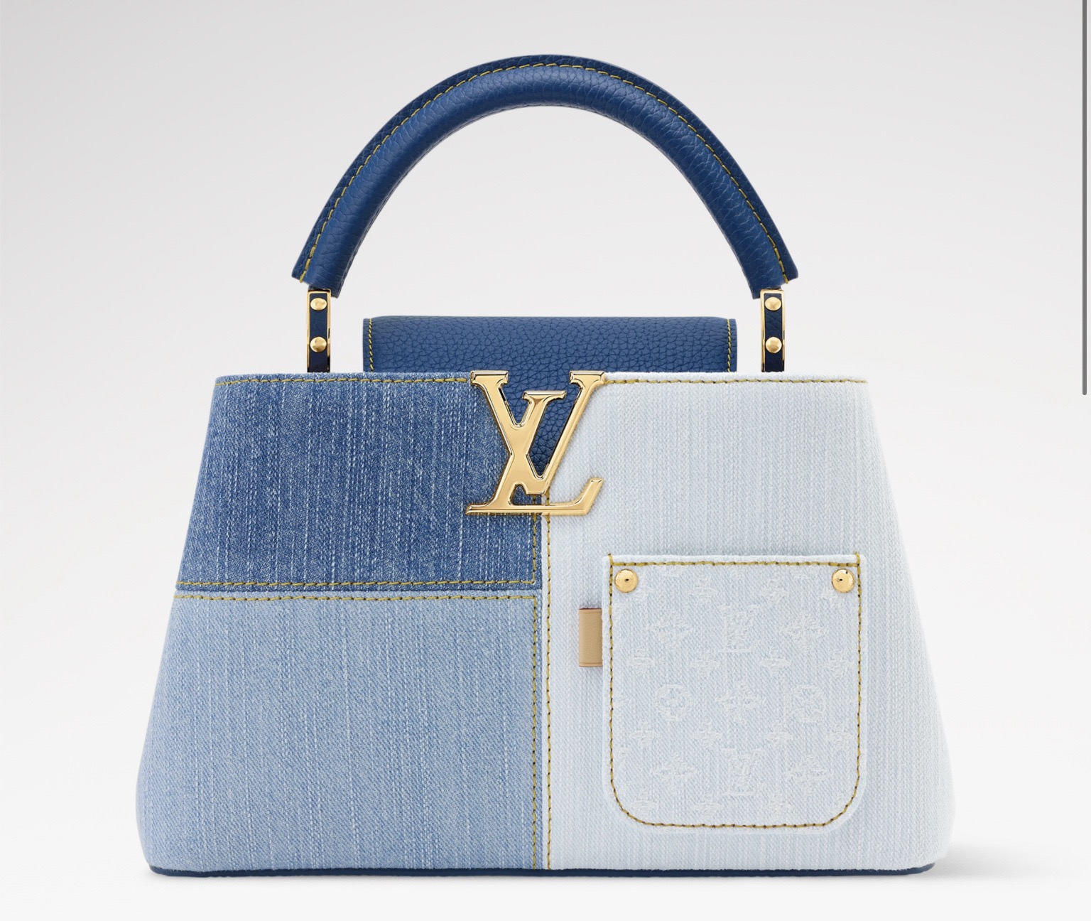 NO:767293,[CAUCINES BB handbag] m27302 blue color matching/denim official website picture,19860909【CAUCINES BB 手袋】 m27302 蓝色拼色 /牛仔 官网图,,Bag