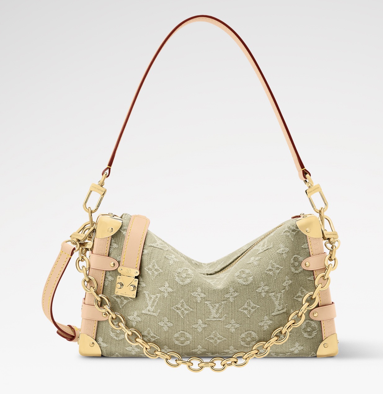 NO:767520,[SIDE TRUNK EAST WEST medium handbag] m27451 green/denim,19860909【SIDE TRUNK EAST WEST 中号手袋】 m27451 绿色/牛仔,,Bag