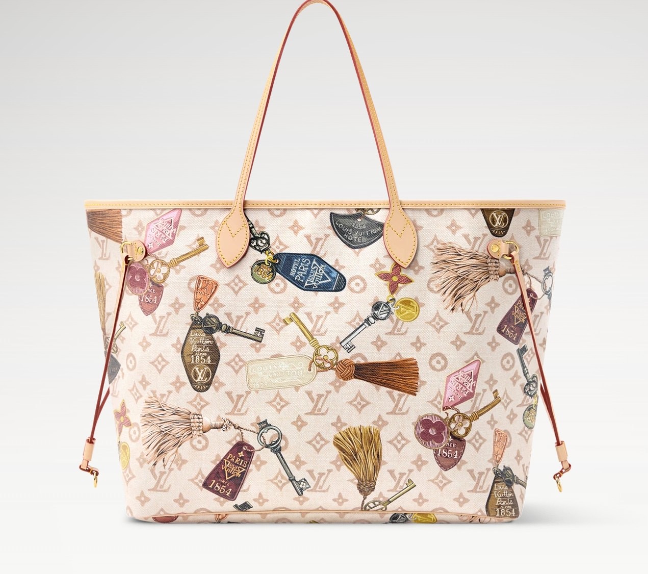 NO:812338,[Neverfull large handbag] M29449 white flower/badge silk screen official website picture,19860909【Neverfull 大号手袋】M29449 白花/徽章丝印 官网图,,Bag