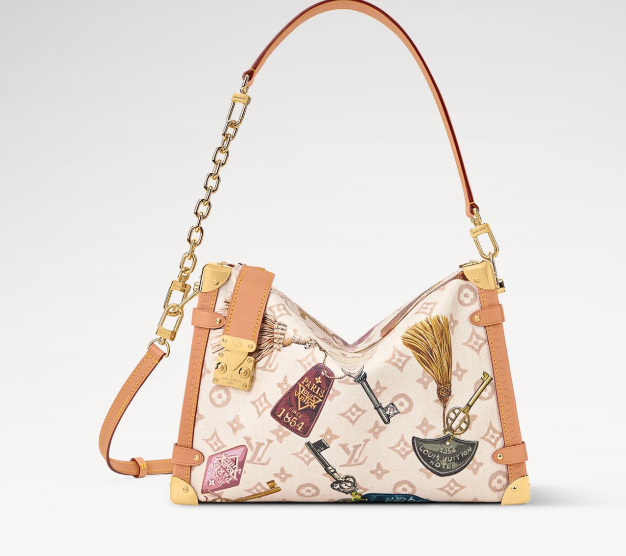 NO:812347,[Side Trunk Large Handbag] M29355 White Flower/Emblem Silk Screen Printing,19860909【Side Trunk 大号手袋】M29355 白花/徽章丝印,,Bag