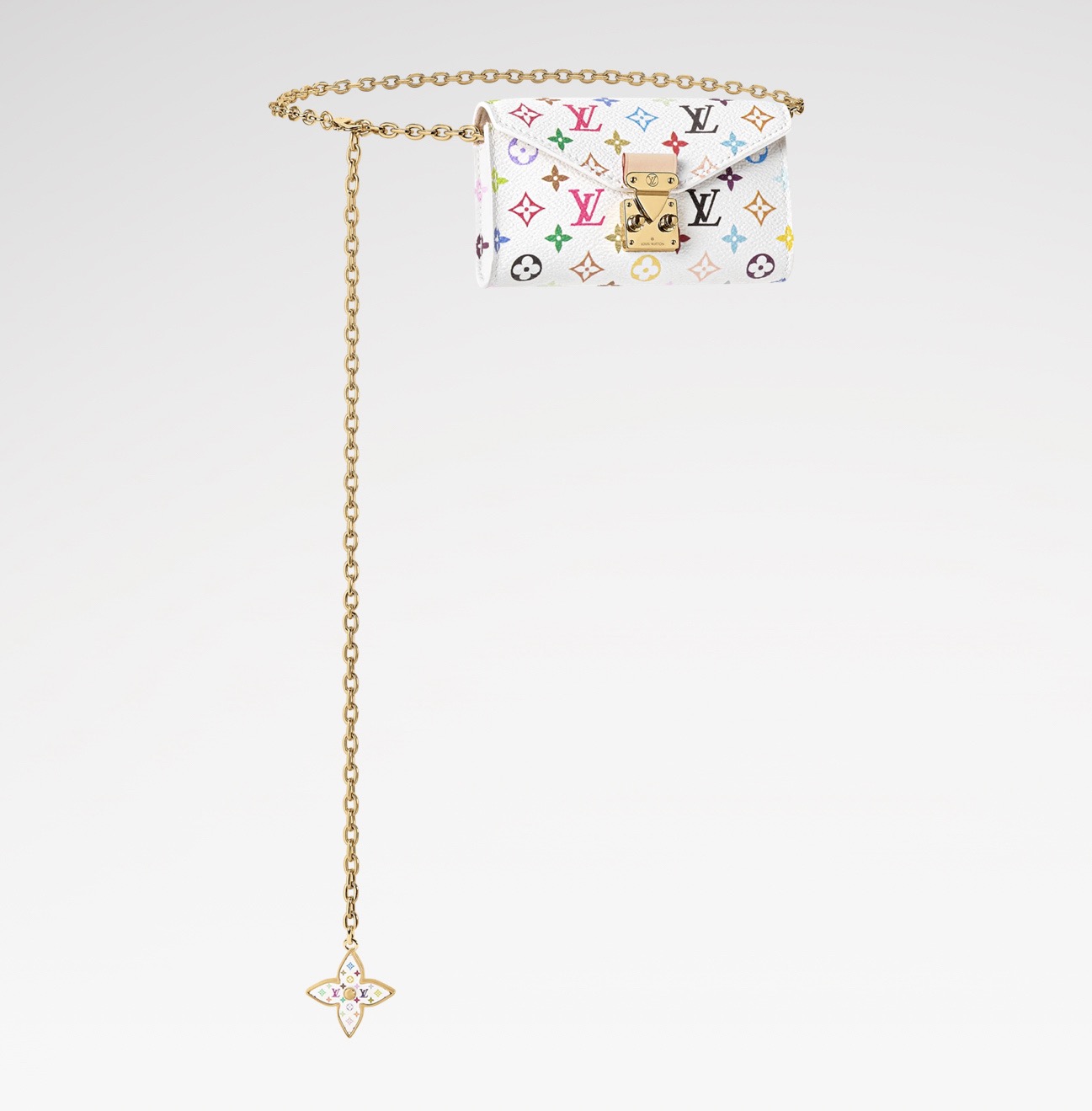 NO:812224,Top original item [LV x TM OUCH METIS belt] M4625Z White/Takashi Murakami Limited Edition LV x TM ouch Metis 18 belt appears in the groundbreaking collaboration series between Louis Vuitton and Takashi Murakami. The Yingze chain is easy to adjust the length at will, and the detachable storage bag presents the Monogram pattern interestingly reshaped by the Japanese artist. The avant-garde design takes into account multiple functions, and the Flowergram pendant adds a gorgeous touch.  Dimensions 13.5 x 8 cm.3914045 (H x W),,louis vuitton,louis vuitton19860909顶级原单【LV x TM OUCH METIS 腰带】 M4625Z 白彩/村上隆 限量版 LV x TM ouch Metis 18腰带以缤纷姿彩亮相路易威登与村上隆的开创性合作系列.莹泽链条方便随心调节长短,可拆卸收纳袋呈现日本艺术家趣味重塑的 Monogram 图案.前卫设计兼顾多重功能,Flowergram 吊饰再添华美一笔. 尺寸13.5 x 8 厘米.3914045 (高 x 宽),,louis vuitton,louis vuitton,Bag