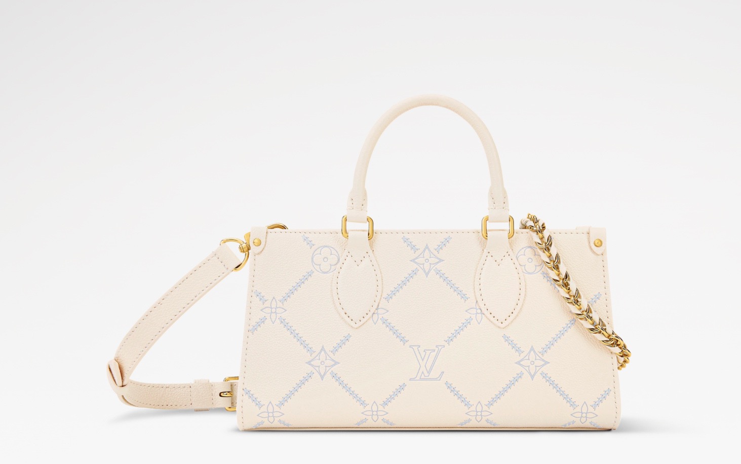 NO:812470,【ONTHEGO EAST WEST handbag】 m29487 white/embroidery,19860909【ONTHEGO EAST WEST 手袋】 m29487 白色/刺绣,,Bag