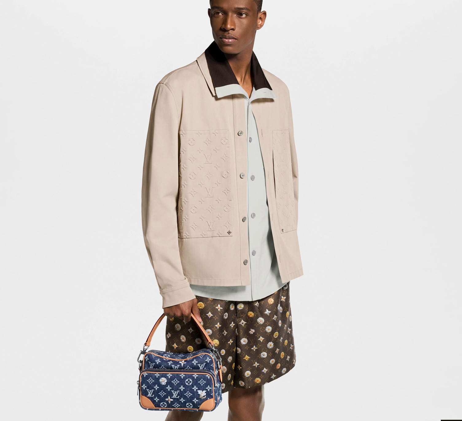 NO:812496,[NIL handbag] m27553 blue/denim (flower) model picture,19860909【NIL 手袋】 m27553 蓝色/牛仔（花卉） 模特图,,Bag