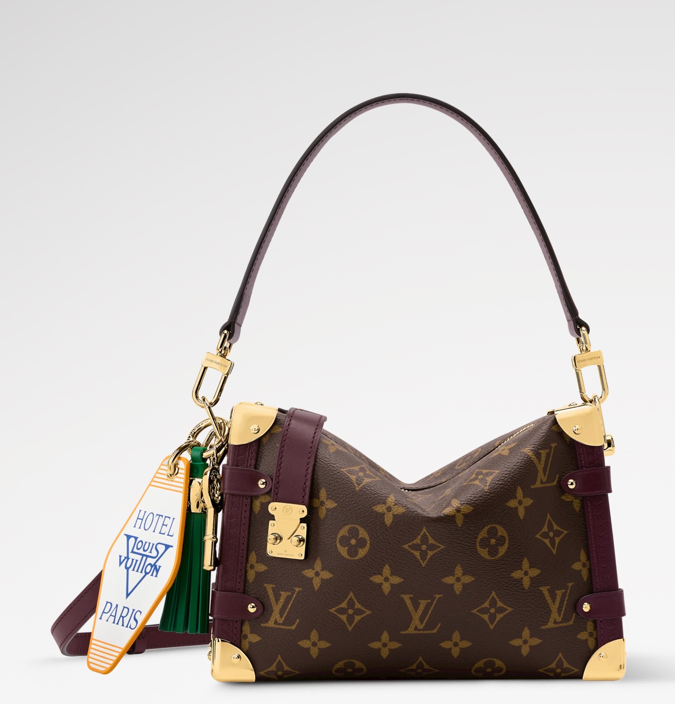 NO:851163,[SIDE TRUNK Medium Handbag] m28569 Presbyopia/Purple Red Model Picture,19860909【SIDE TRUNK 中号手袋】 m28569老花/紫红色 模特图,,Bag