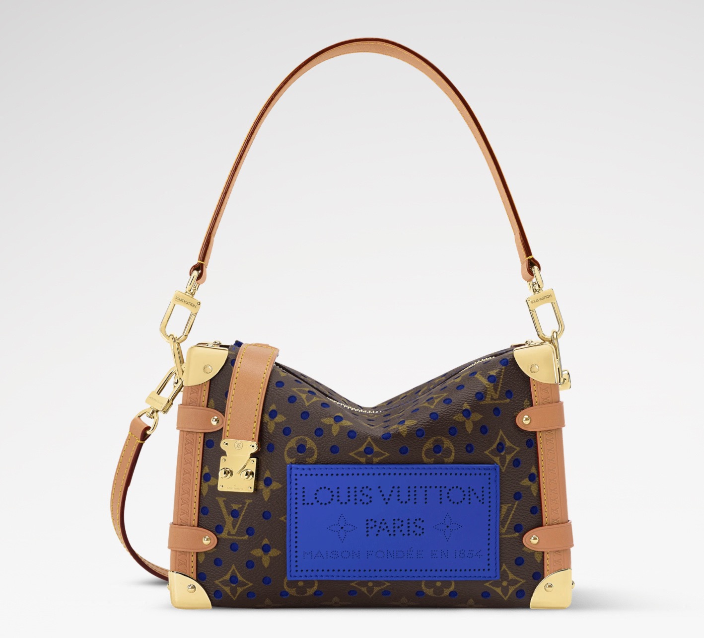 NO:851962,[Side Trunk Medium Handbag] m28490 Presbyopia/Blue (Hollow) Official website picture,19860909【Side Trunk 中号手袋】 m28490 老花/蓝色（镂空） 官网图,,Bag