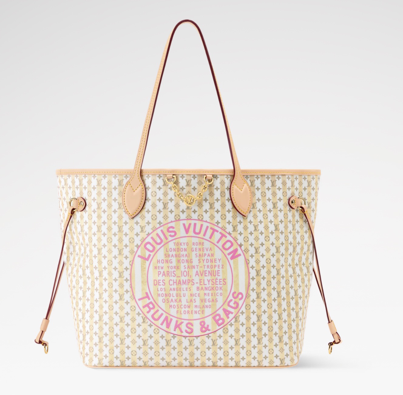 NO:852103,[Neverfull MM handbag] m28457 yellow/pink m29483 nude/burgundy (summer) official website picture,19860909【Neverfull MM 手袋】m28457 黄色/粉色 m29483 裸色/酒红（夏天）官网图,,Bag