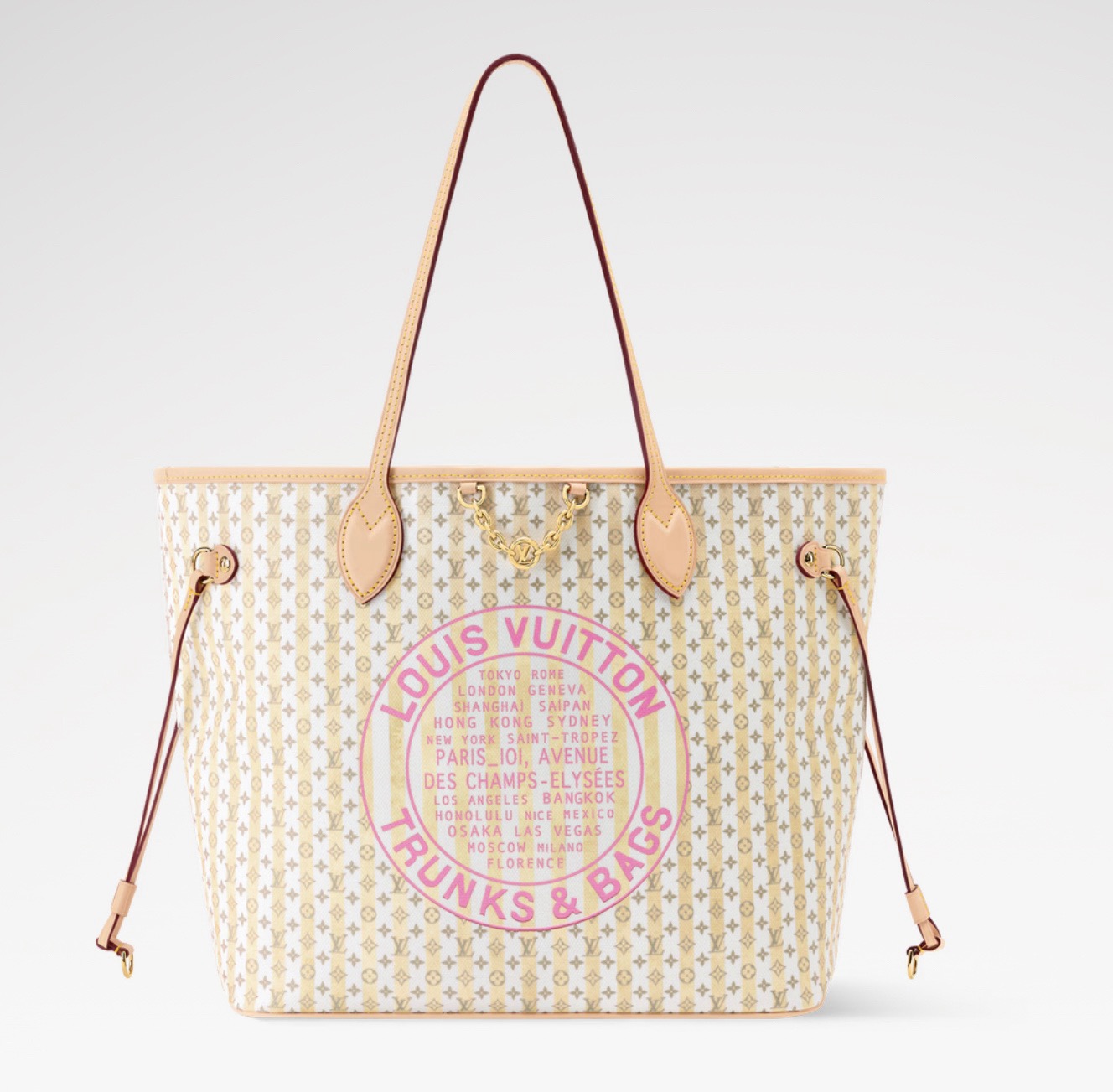 NO:894063,[Neverfull MM handbag] m28457 yellow/pink m29483 nude/burgundy (summer) official website picture,19860909【Neverfull MM 手袋】m28457 黄色/粉色 m29483 裸色/酒红（夏天）官网图,,Bag