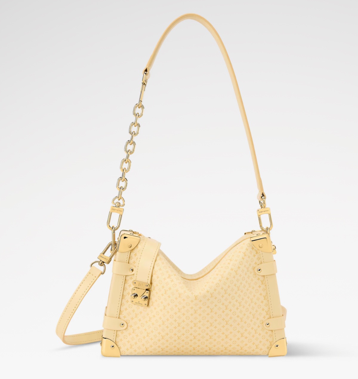 NO:919632,Top original order [Side Trunk MM Handbag] M29431 Brown/Small embossed M28474 Yellow This Minigram version of Side Trunk MM  Embodying subtle elegance in a chic color palette, the hr is the perfect city tote. It is made from calfskin, printed and embossed to create a two-tone pattern and features gold trunk-inspired corners and signature S-shaped lock. The textured design appeals to the senses, offering a contemporary update to a classic style. Dimensions 23.5x 16x 8.5 cm 7218085,,cowhide19860909顶级原单【Side Trunk MM手袋】 M29431 棕色/小字压花 M28474 黄色 这款Minigram版的Side Trunk MM hr以别致的调色板体现了微妙的优雅,是完美的城市手提包.它由小牛皮制成,通过印刷和压花,形成一个双色调的图案,并带有金色的后备箱灵感的角落和标志性的S型锁.纹理设计为感官,为经典风格提供了当代更新. 尺寸 23.5x 16x 8.5 厘米 7218085,,cowhide,Bag