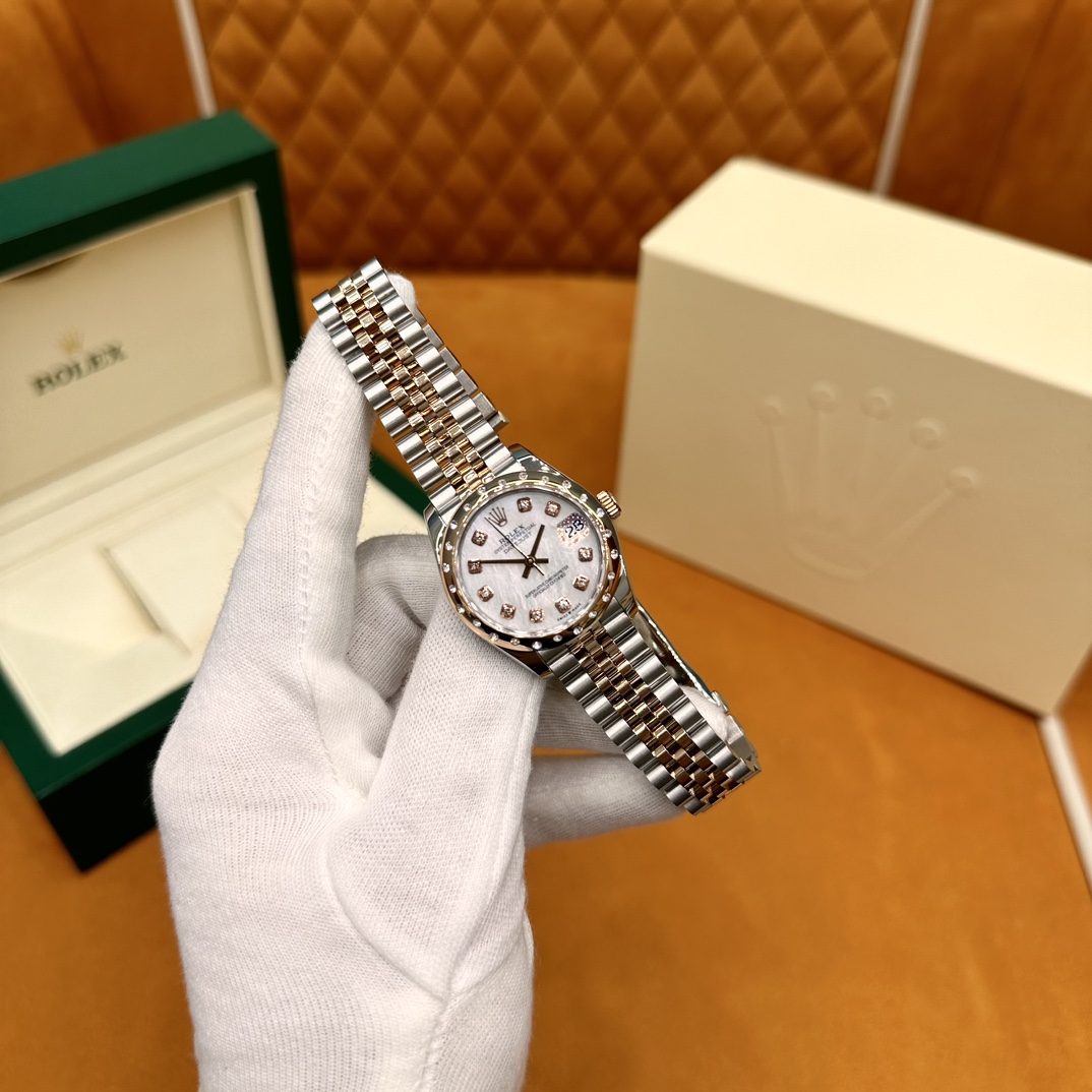 Rolex Datejust Reloj Blanco Incrustados con diamantes Fashion Automatic Mechanical Movement