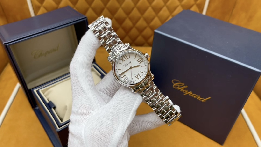 Chopard Happy Sport Reloj de Acero Inoxidable con Diamantes Móviles para Mujer