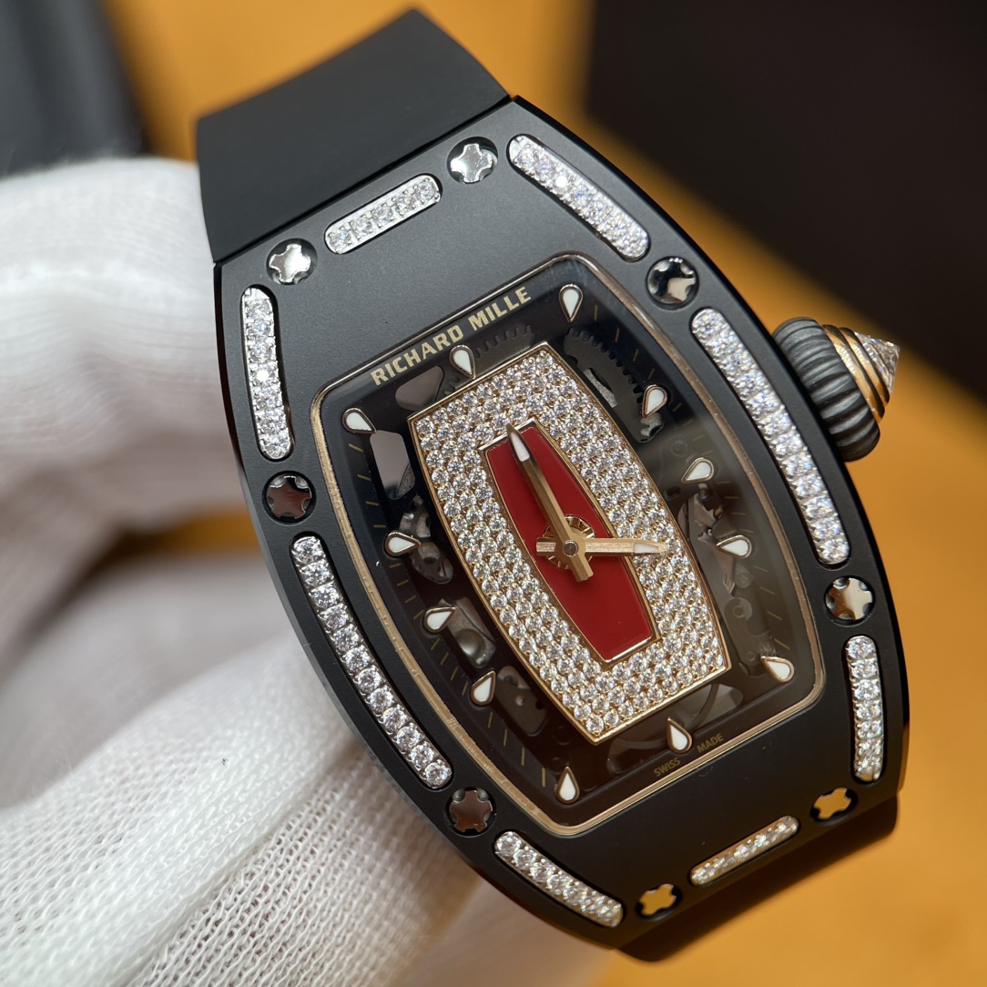 Richard Mille RM07-01 Dameshorloge - Zwart Keramiek met Diamanten - Luxe en Elegantie