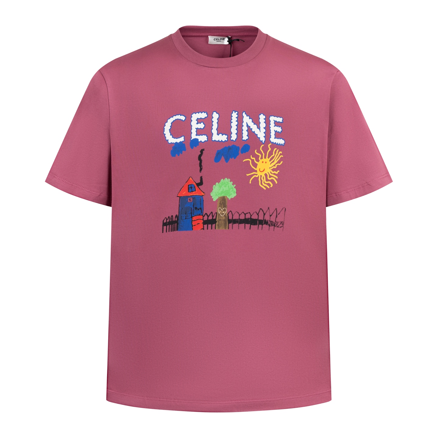 【独家供应】 Celine 童趣涂鸦印花短袖（粉色） 面料采用50S 165g双股平纹面料，罗纹采用32S 300g 2×2拉架罗纹。50S双股丝光棉面料通过精细的纱线选择、独特的丝光处理、先进的织造技术、环保的染色与整理工艺。双股丝光棉…