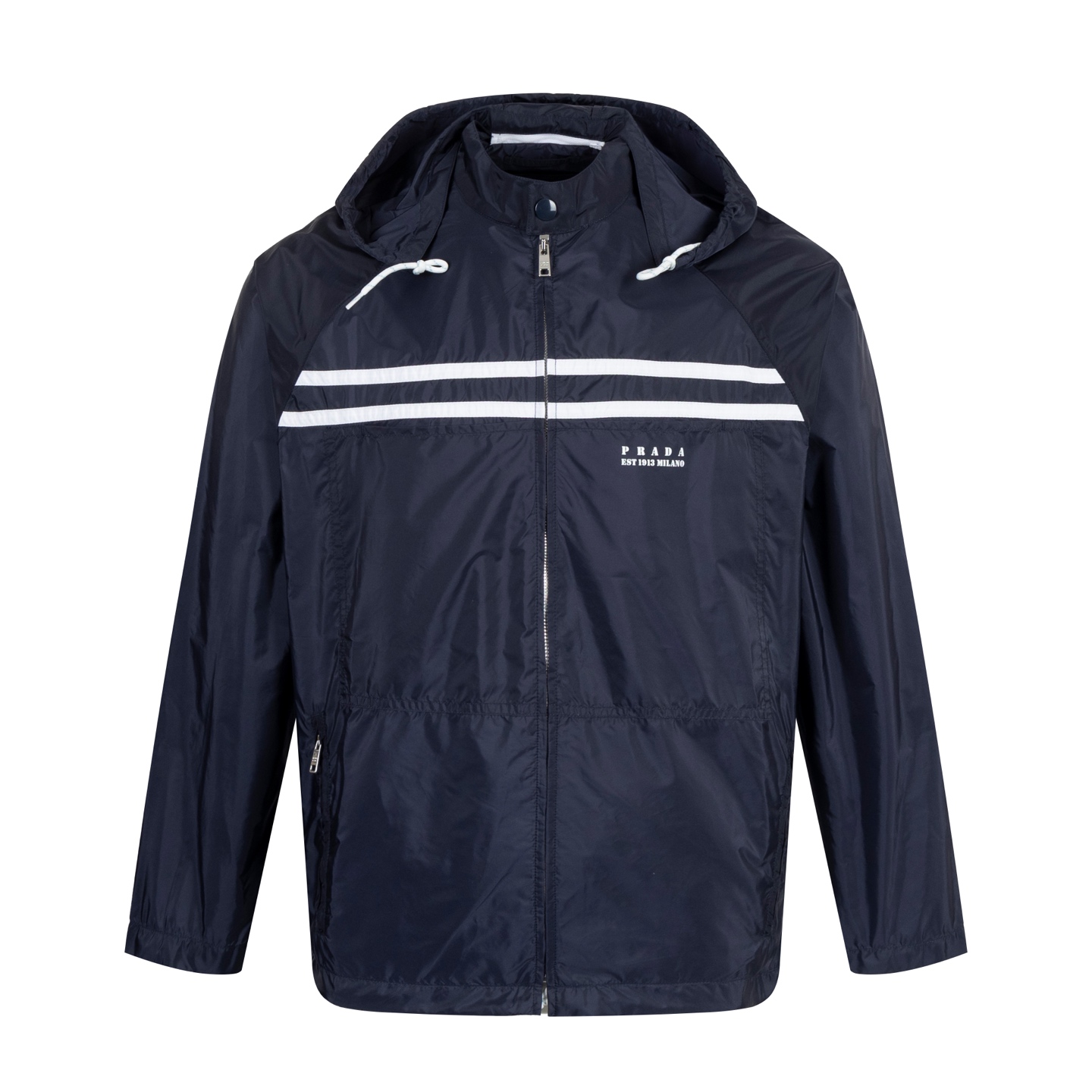 [Suministro exclusivo] Chaqueta Pra 25ss de nailon regenerado con logo estampado. La tela está hecha de nailon regenera…