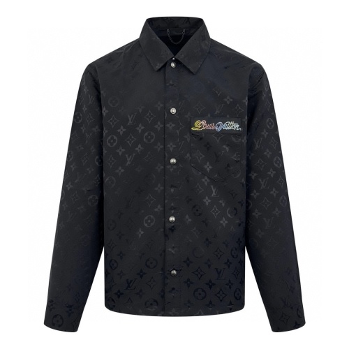Louis Vuitton Silk Monogram Shirt Jacket with Rainbow Logo - Black 1 Louis Vuitton Silk Monogram Shirt Jacket with Rainbow Logo - Black