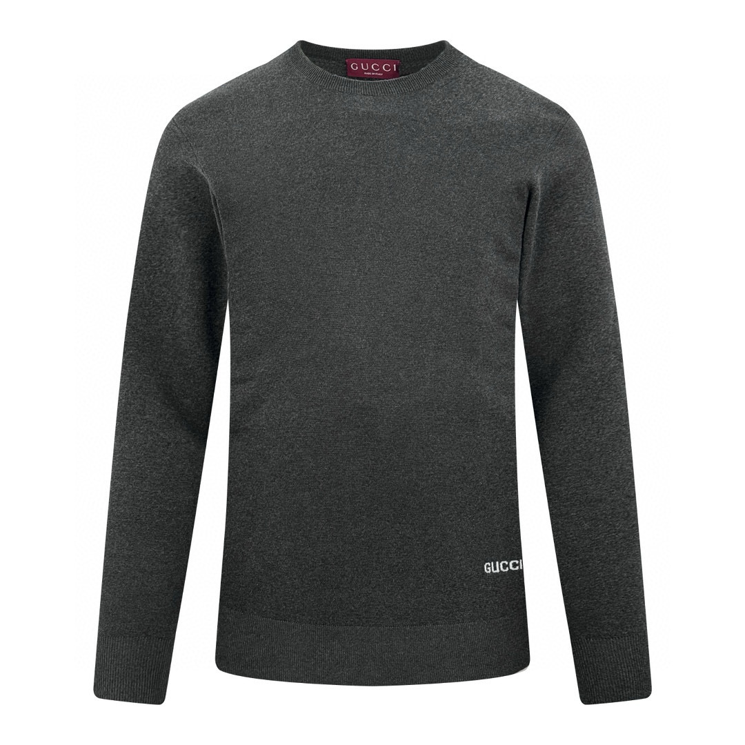 【Suministro exclusivo】 Jersey de punto con cuello redondo e intarsia Guc (gris). Compra original por 11.400 para desarr…