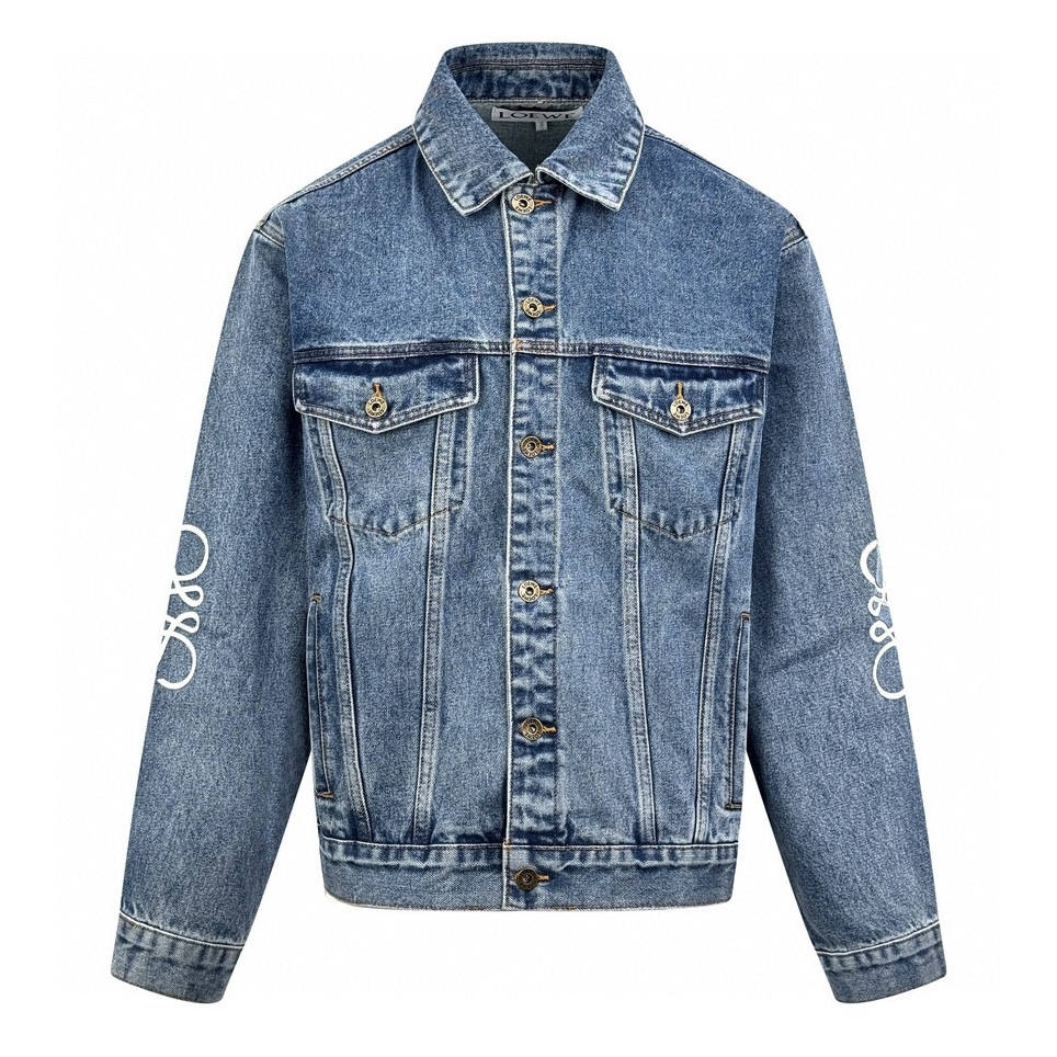 🅿️370 【Suministro Exclusivo】 Chaqueta vaquera bordada Loewe Anagram (azul). Compra original de 11.900 para desarrollo.…